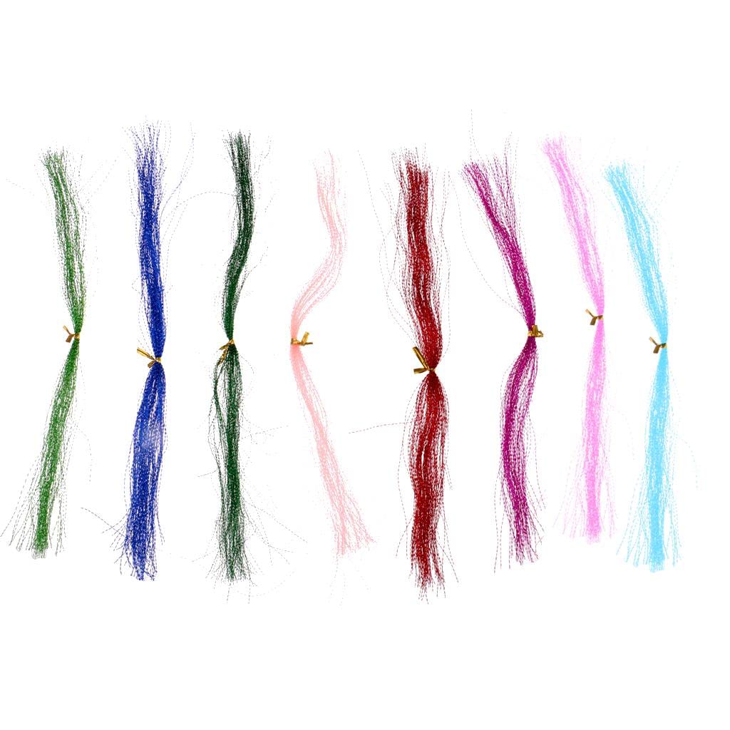 Ubersweet® 8 Bundles Fly Fishing Crystal Flash Line - Premium Multicolor Fishing Lure Material for Nymphs, Scuds & Fly Tying - Random Color Assortment (65007342JEL) - Perfect for Trout, Bass & Saltwater Fly Fishing