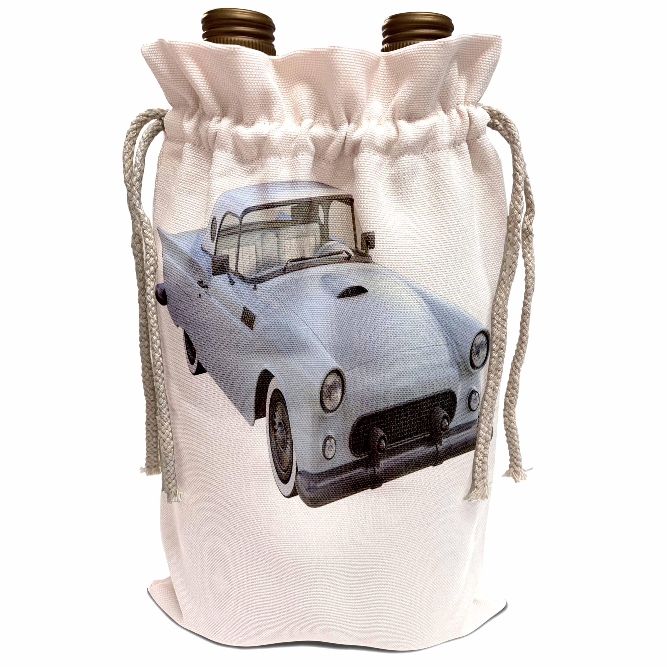 Elegant Sky Blue Wine Bag with Classic Sports Car Design - Perfect for Gifts, Parties & Wine Enthusiasts
