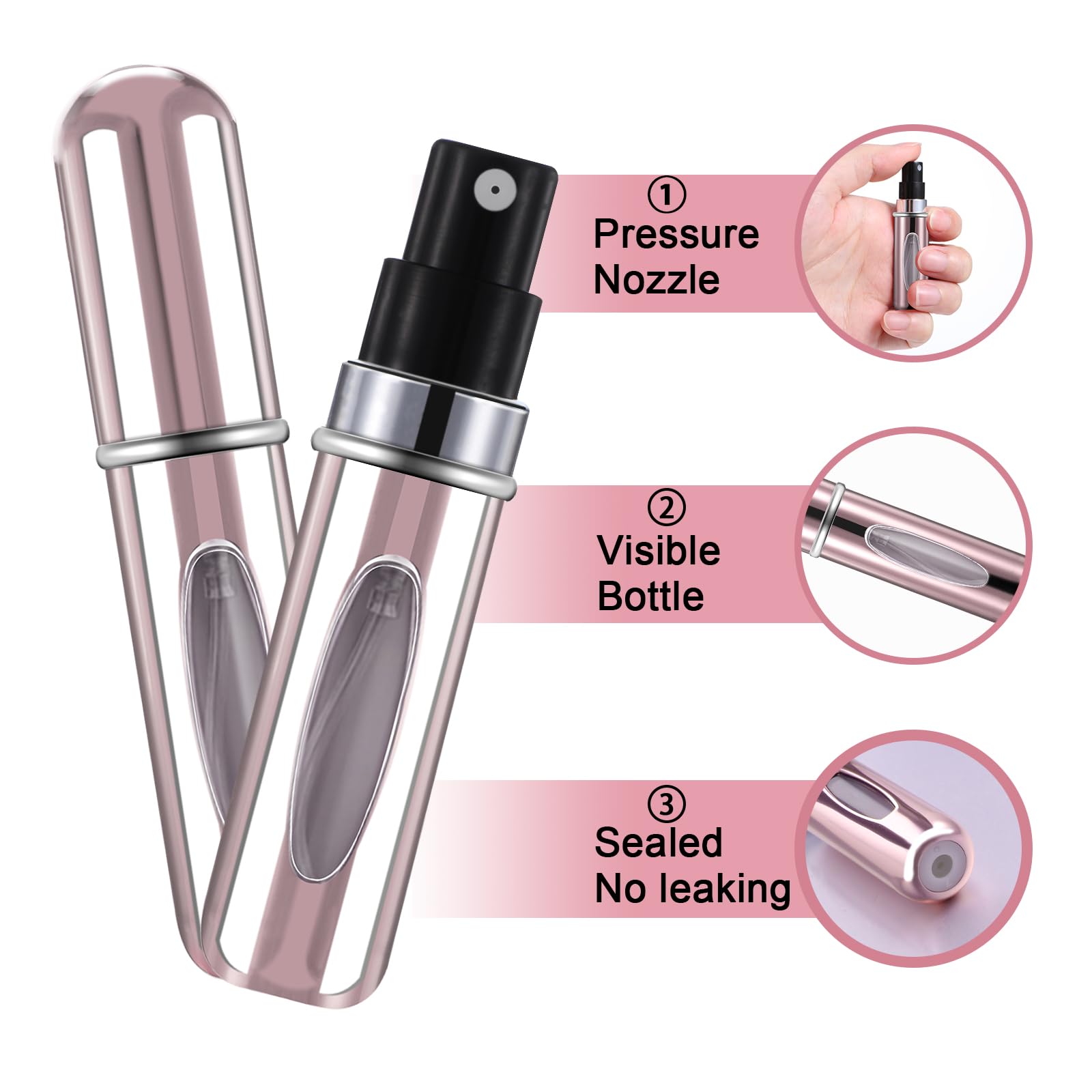 4 Pcs 5ml Refillable Travel Perfume Bottle Atomizer Sprayer - Portable Perfume Spray Bottle for Women & Men - Perfect for Airplane Carry-on, Gym Bag, Purse & Vacation Essentials