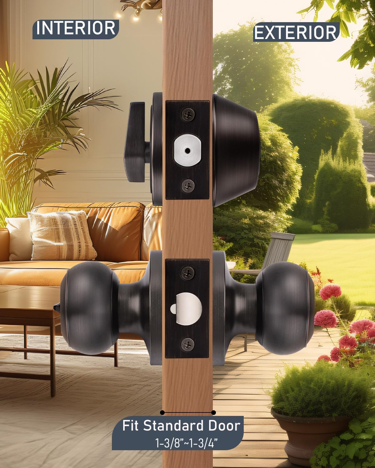 4 Pack Keyed Alike Front Door Knob and Deadbolt Set - Single Cylinder Deadbolt Entry Door Locksets - Oil Rubbed Bronze Flat Round Door Lock for Bedroom, Office & Exterior Doors - Secure Your Home, Office or Rental Property