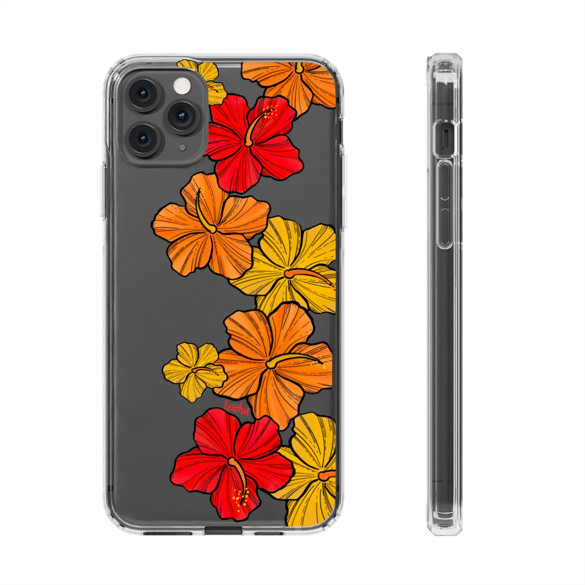 Hibiscus Retro Clear Phone Case - Durable Protective Cover for iPhone & Samsung - Floral Design for Stylish Protection | Perfect for Everyday Use, Travel & Gifting