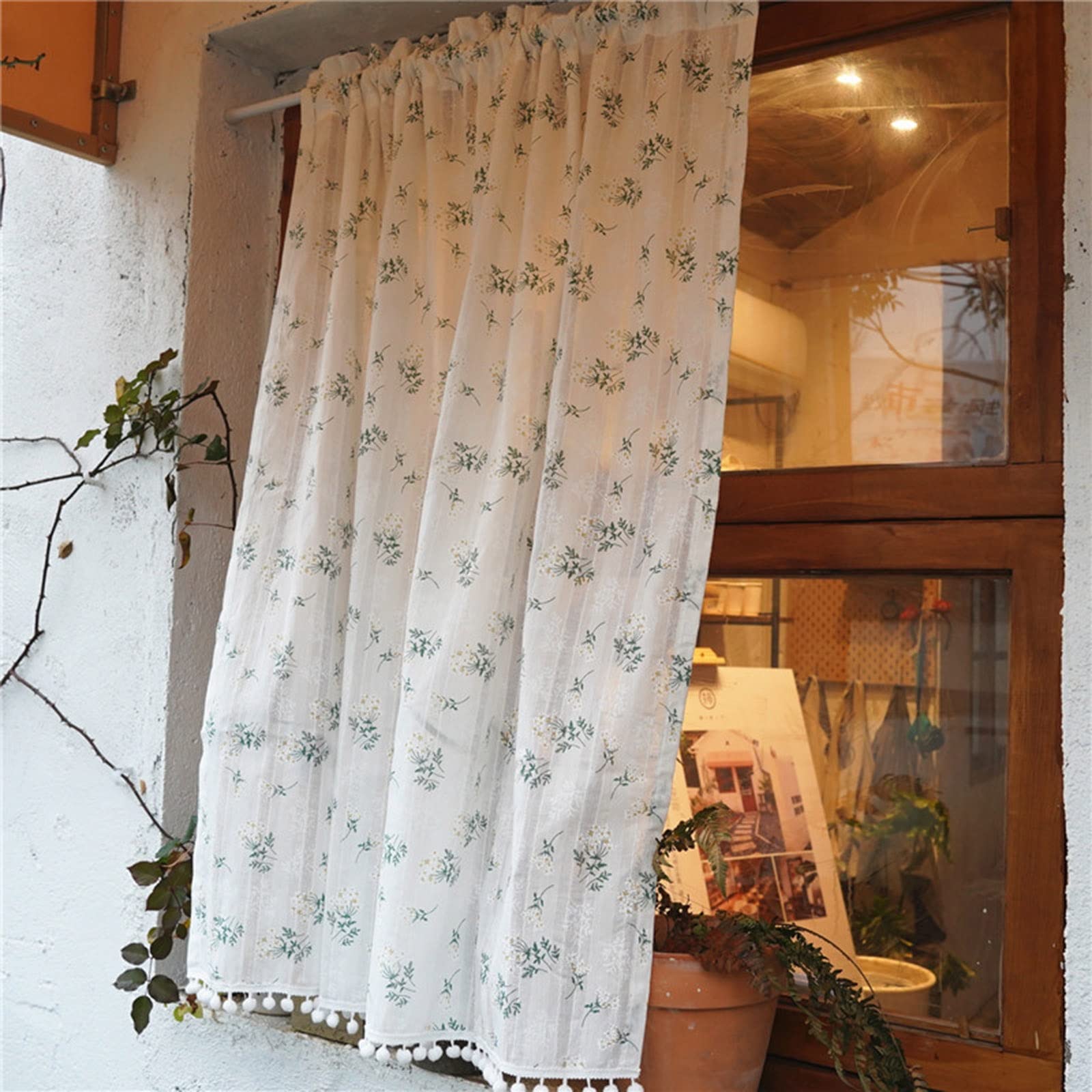 Farmhouse Kitchen Curtain Valances - 1 Piece Short Cafe Curtains for Half Windows - Bathroom & Cabinet Door Drapes - Rustic Home Decor for Kitchen, Dining Room & Farmhouse Style Interiors