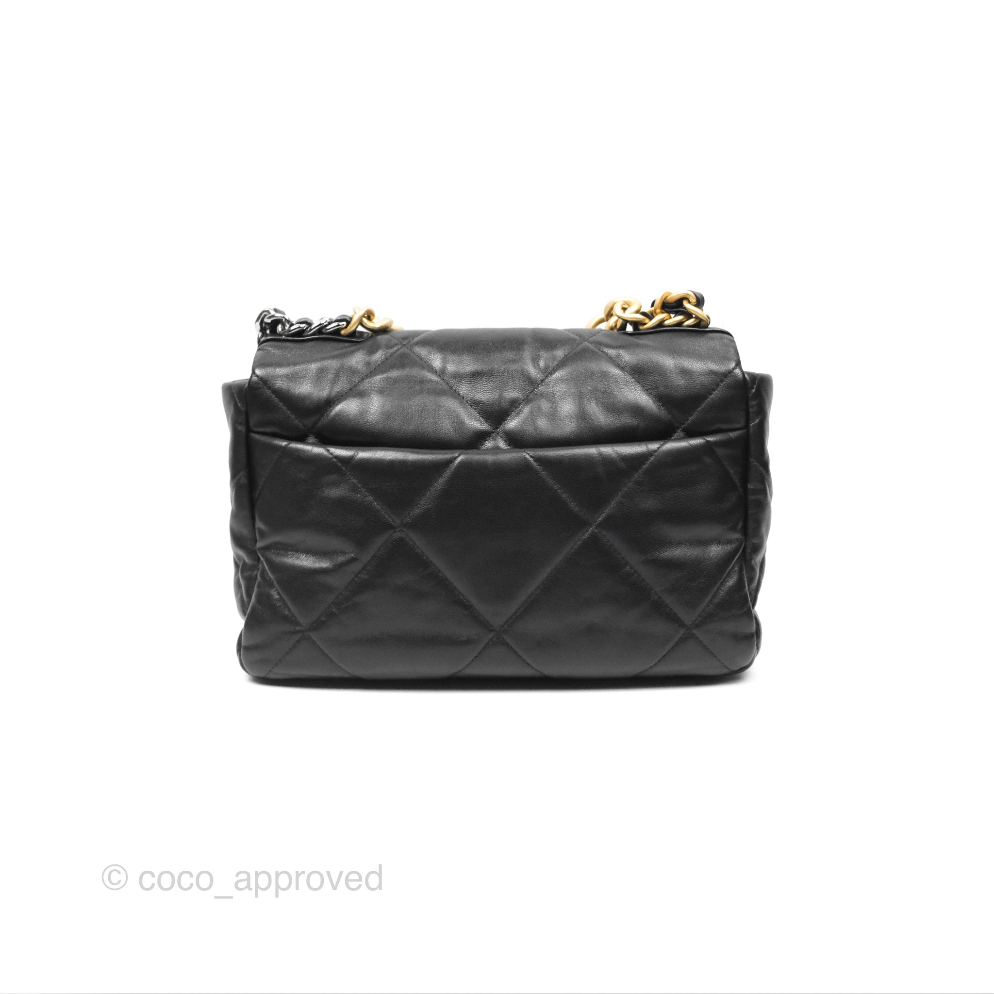 Chanel 19 Medium Flap Bag Black Goatskin Leather Mixed Gold/Silver Hardware - Luxury Designer Handbag for Women, Perfect for Work, Evening & Special Occasions