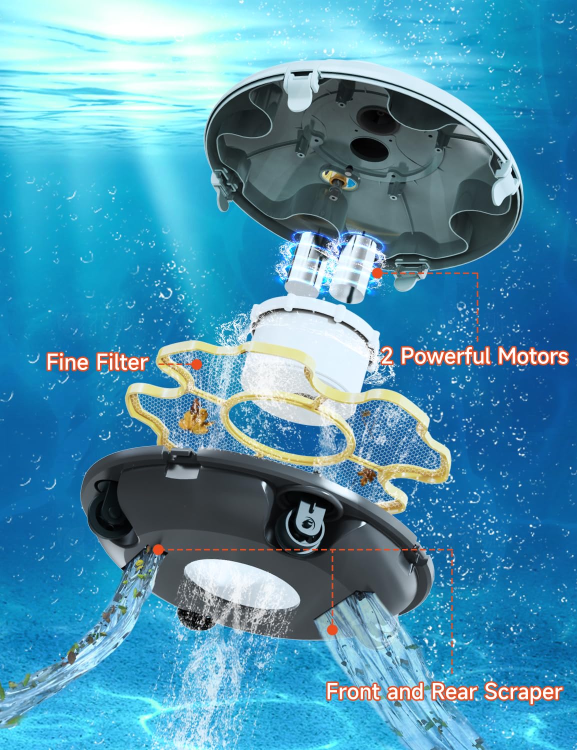 Lydsto Cordless Robotic Pool Cleaner - 120 Minute Runtime Automatic Pool Vacuum for Above Ground Pools, Dual Motor Lightweight Design, Ideal for Flat Pools Up to 1384 Sq.Ft (Yellow) | Perfect for Weekly Pool Maintenance & Seasonal Cleaning
