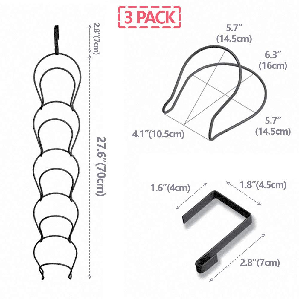 15-Piece Hanging Cap & Hat Organizer with Scarf & Bag Hooks - Wall Mounted Storage Rack for Closet, Door, Kitchen, Bathroom - Space Saving Black Accessory for Baseball Caps, Hats & More