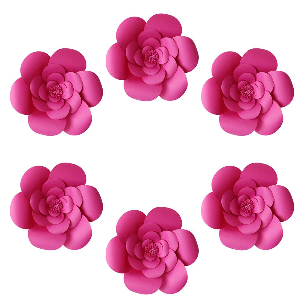 Amosfun 3D Artificial Red Rose Paper Flower Wall Decor - 20cm Realistic Floral Arrangement for Wedding, Party, Home & Event Decoration
