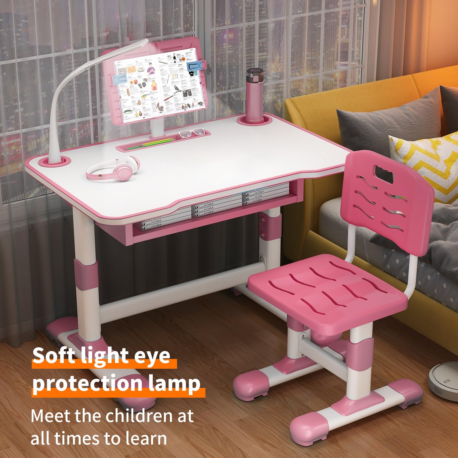 Adjustable Kids Study Desk & Chair Set with Drawer - Perfect for Homework & Drawing