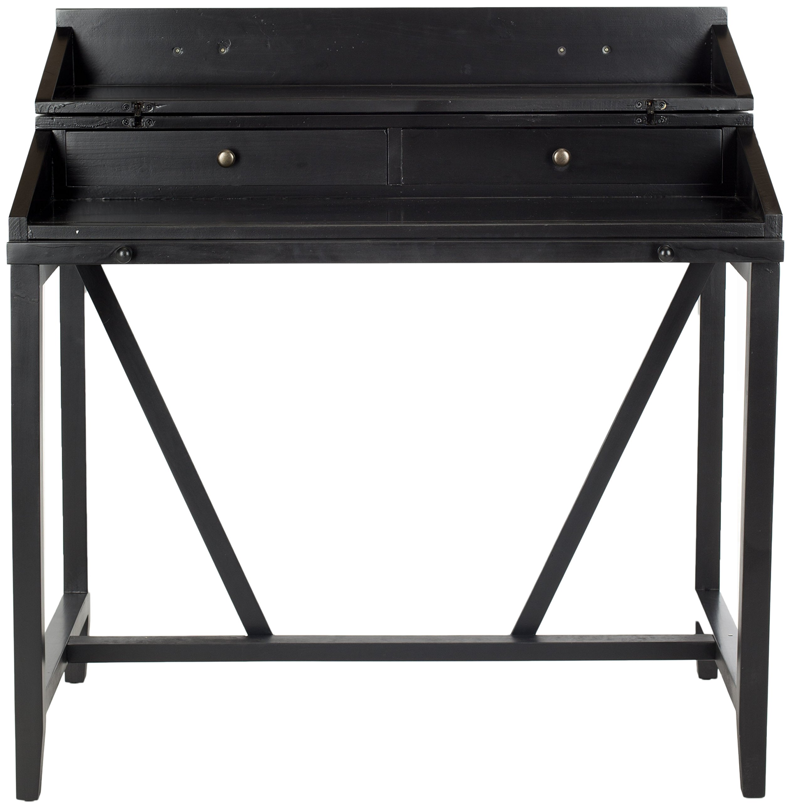 Safavieh American Homes Collection Wyatt Black Writing Desk - Modern Home Office Desk for Study & Work - Perfect for Small Spaces & Apartments