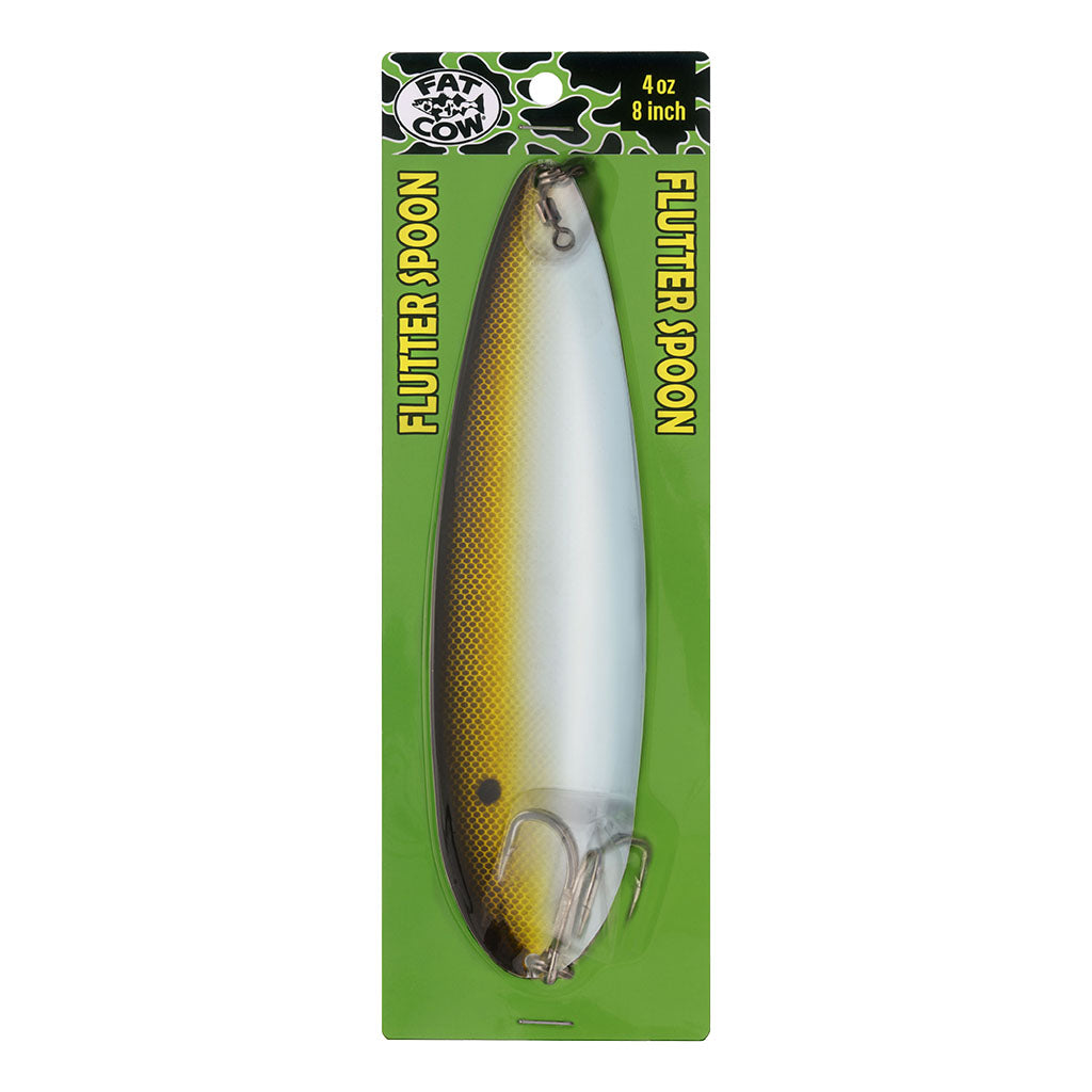 Fat Cow Flutter Spoon 8 - Premium Fishing Lure for Bass, Trout & Walleye - Slow Sinking Bait with Realistic Action - Perfect for Freshwater & Saltwater Fishing - Great for Casting, Trolling & Jigging