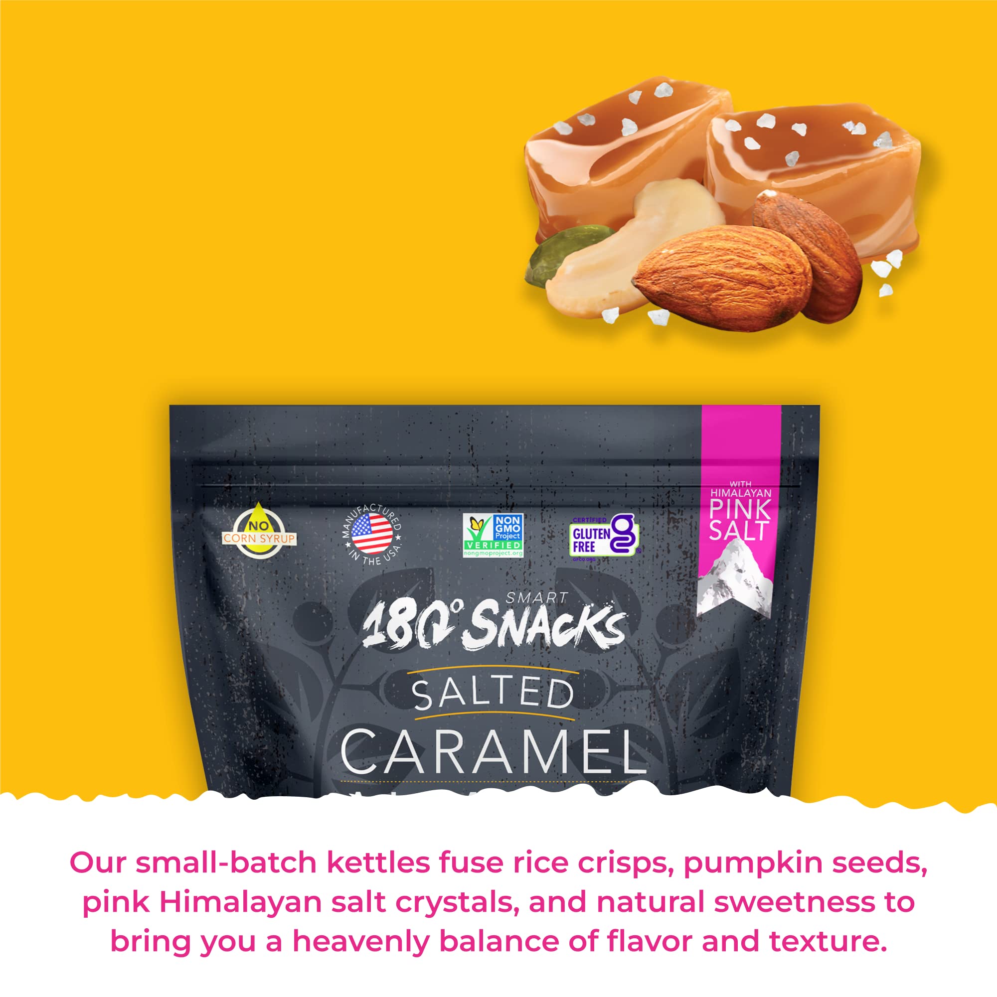 Organic Himalayan Salted Caramel Almond Cashew Snack Mix - Gluten-Free, Non-GMO, Dairy-Free Healthy Snacks for Adults & Kids - 15 oz Pack - Perfect for Office, Travel, Hiking & On-the-Go Nutrition