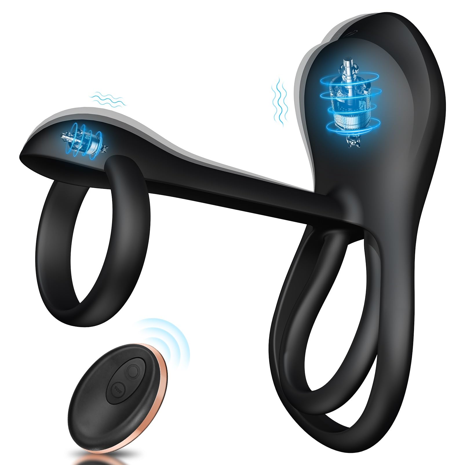 Premium 3-in-1 Vibrating Cock Ring - Waterproof Silicone Couples Sex Toy with 10 Vibration Modes for G-Spot & Clitoral Stimulation, Penis Ring for Longer Harder Erections - Perfect for Romantic Nights & Spicing Up Relationships