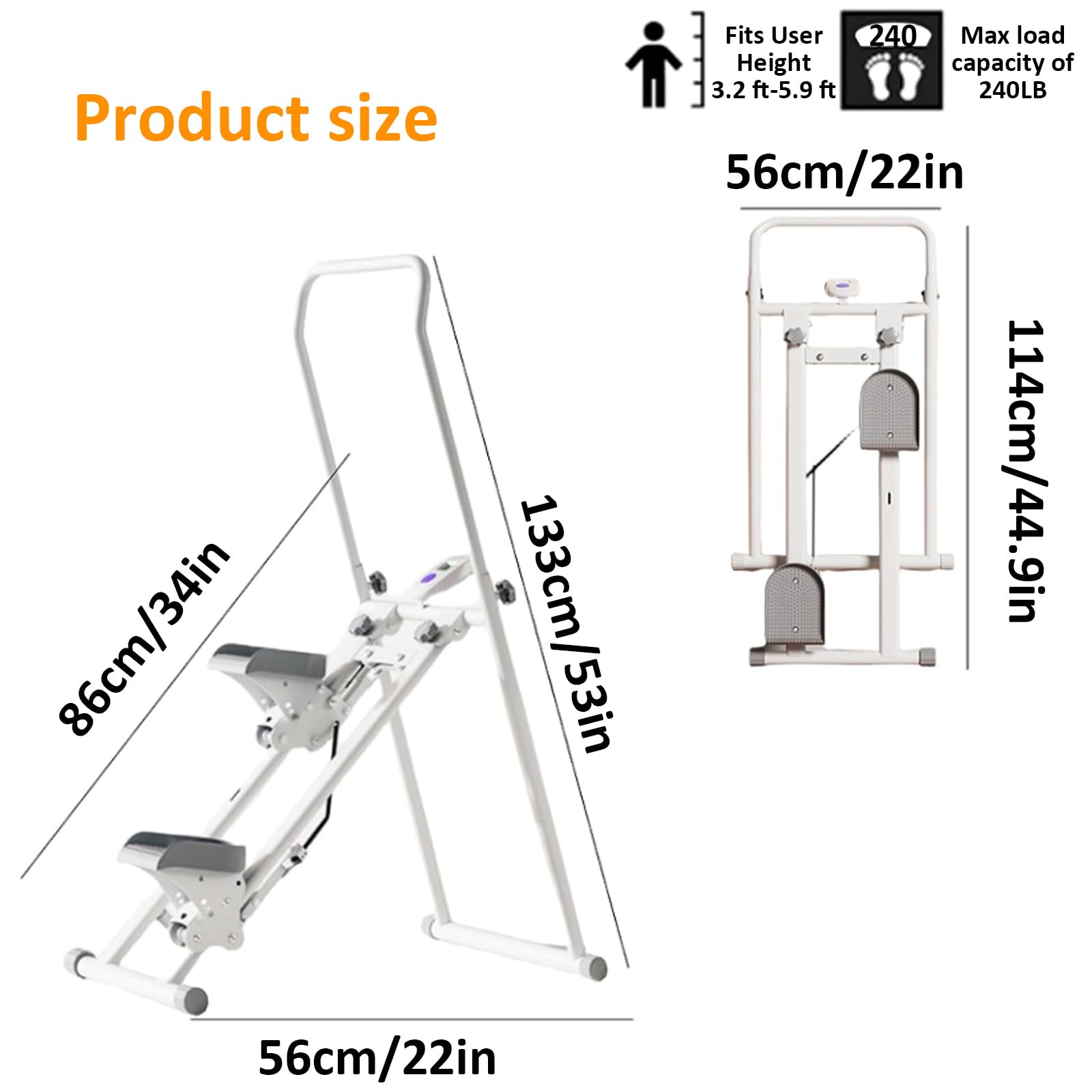 Foldable Vertical Climber Exercise Machine - Adjustable Height Home Gym Equipment for Full Body Workout (330LB Capacity) - Perfect for Cardio Training, Weight Loss & Home Fitness for Men & Women - Ideal for Small Spaces, Apartments & Home Workouts