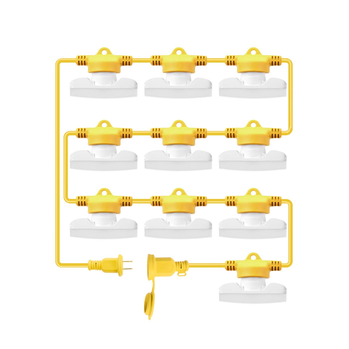 100FT LED Construction String Light - 90W 10500LM Industrial Grade Work Lights with 10 Bulbs, 5000K Daylight White | Super Bright Temporary Lighting for Construction Sites, Renovation, Mining | Perfect for Job Sites, Warehouses, Backyards & Outdoor Events