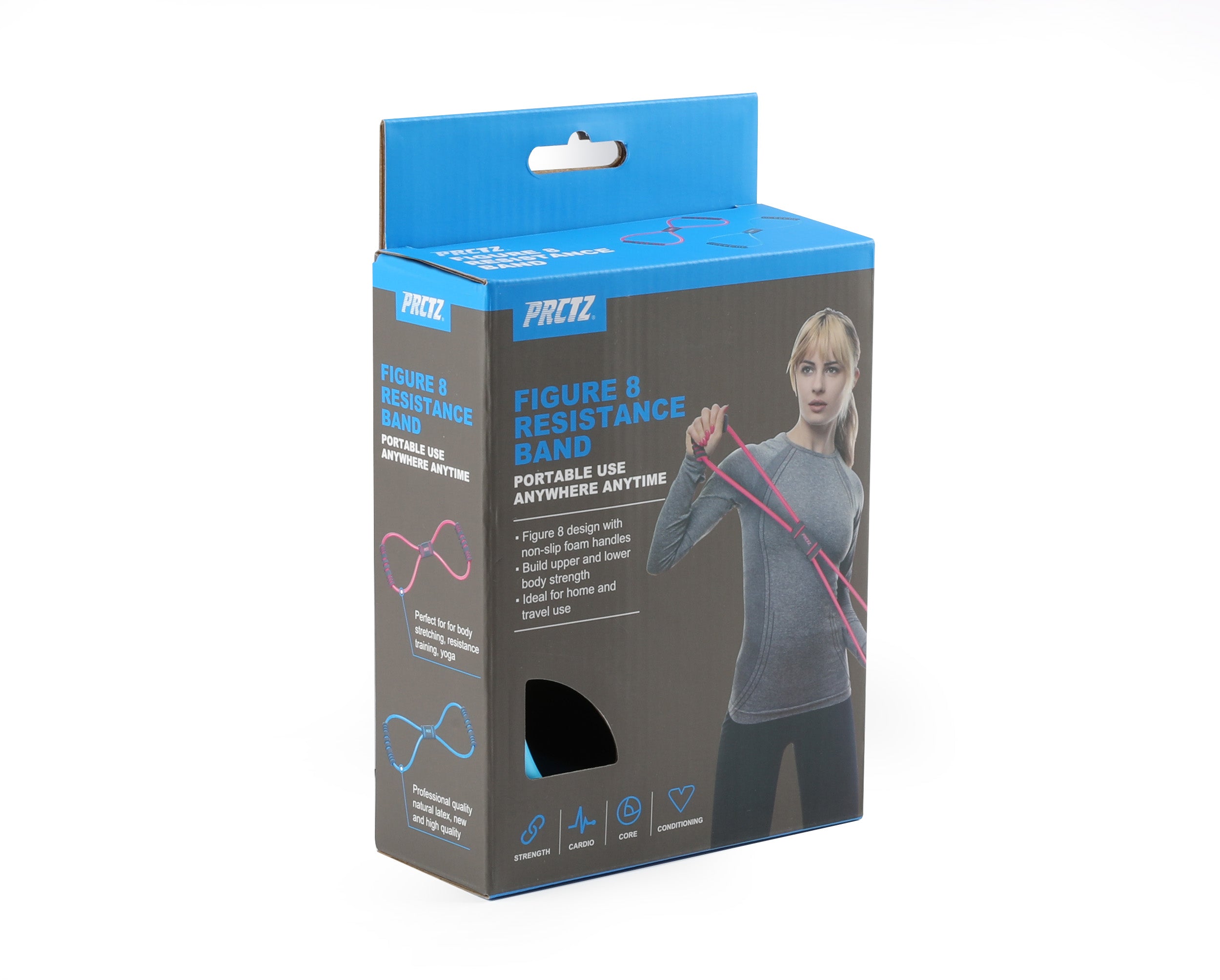 PRCTZ Essential Toner Resistance Figure 8 Exercise Band - Premium Fitness Bands for Strength Training, Physical Therapy & Home Workouts - Perfect for Yoga, Pilates, Stretching & Rehabilitation