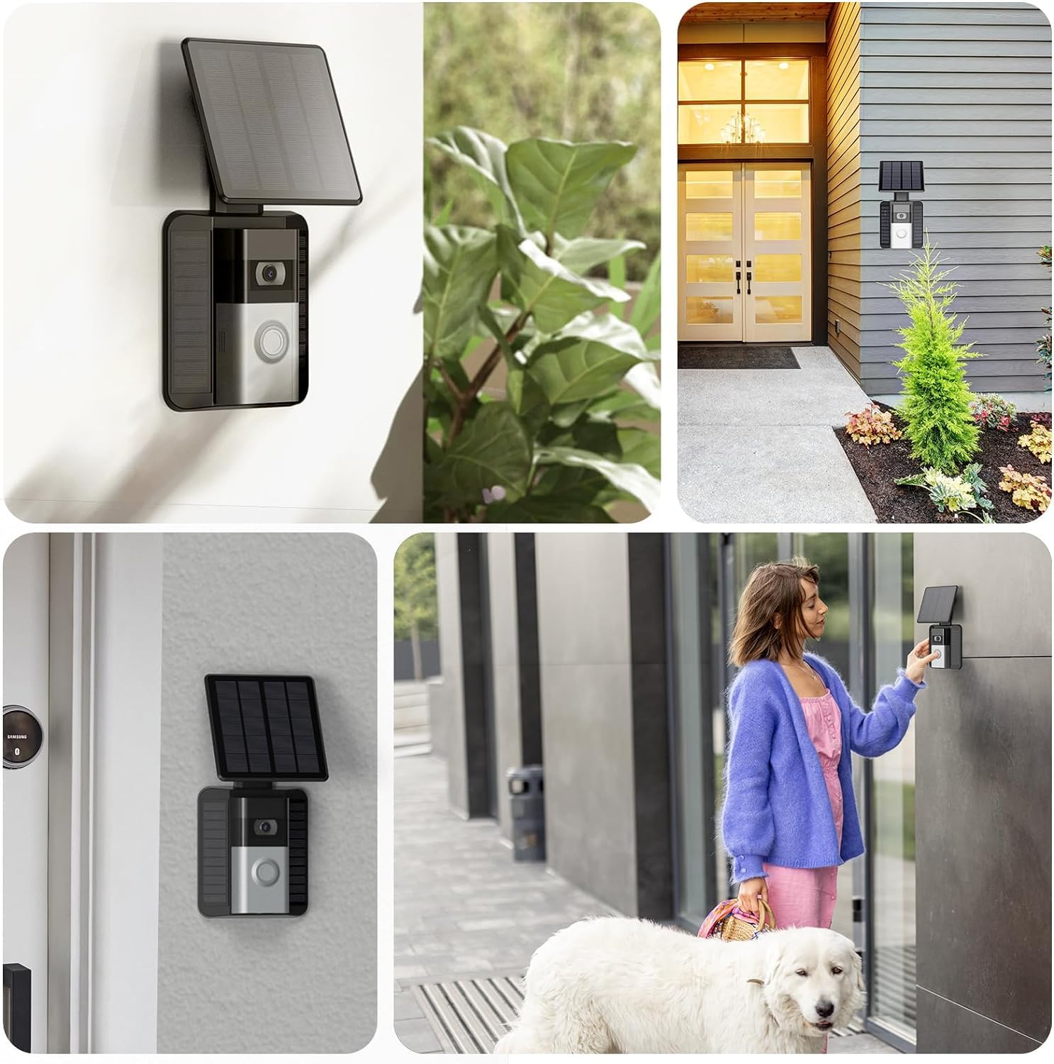 QIBOX Solar Panel for Ring Video Doorbell 4/3/3 Plus & Battery Doorbell Plus - Waterproof Adjustable Solar Charger with Continuous Power Supply - Perfect for Home Security & Outdoor Surveillance