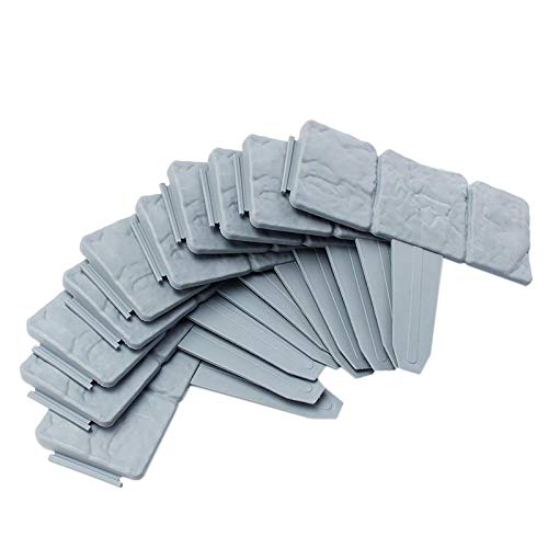 ACD Grey Garden Fence Edging - Cobblestone Effect Plastic Lawn Border for Flower Beds & Plant Decorations | Durable Landscape Edging for Yards, Gardens & Outdoor Decor