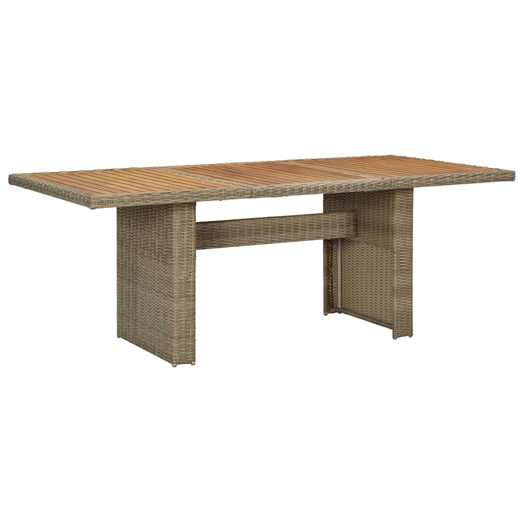 Rectangle Outdoor Patio Dining Table - Rattan Wicker Coffee Table with Wood Tabletop - Garden Table for Backyard, Lawn, Balcony & Pool - Weather-Resistant Brown Furniture for Dining & Relaxing Outdoors