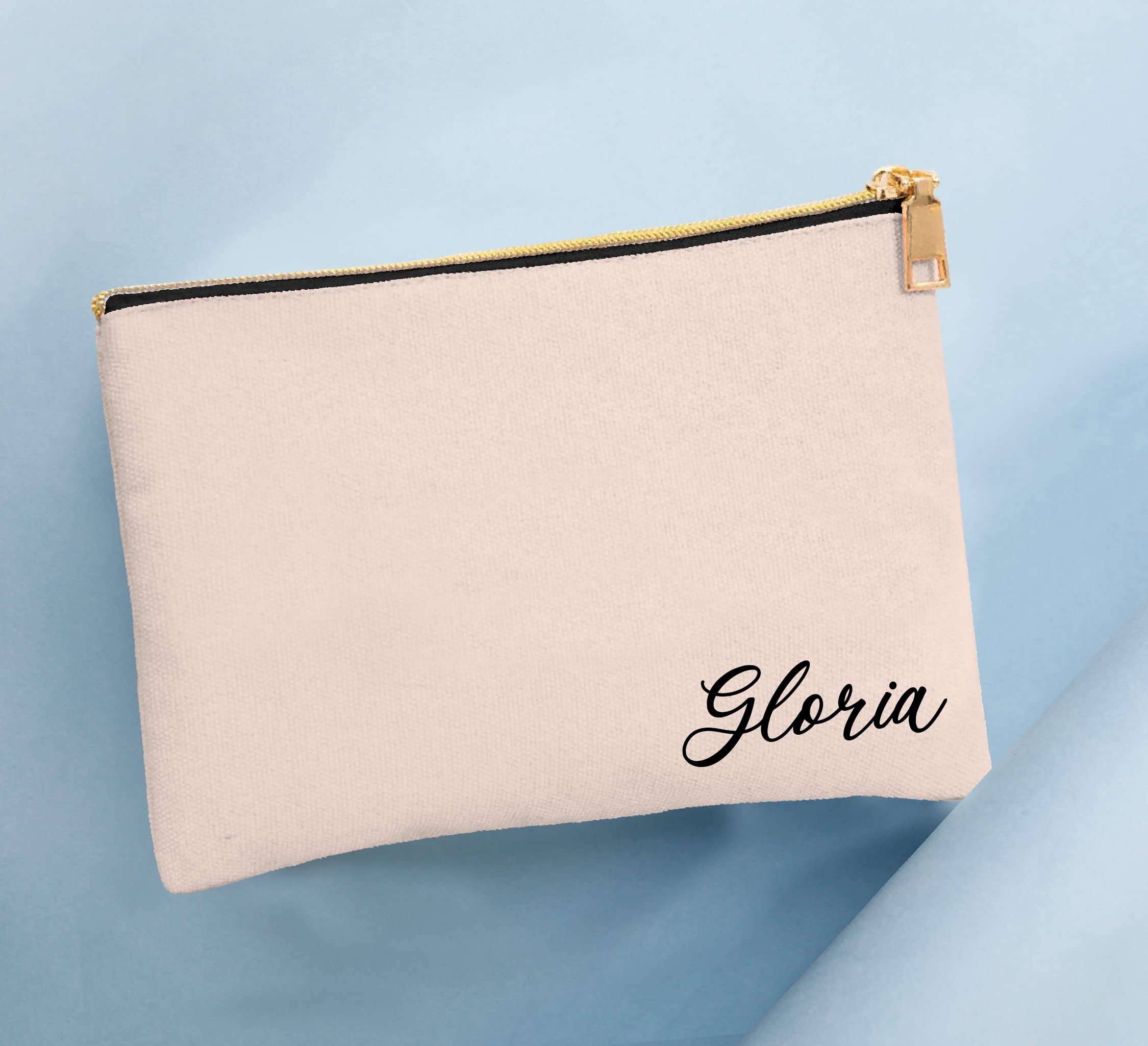 Custom Personalized Cosmetic Bag for Women - Add Your Name/Text Makeup Pouch with Zipper - Travel Toiletry Organizer Case (Pink) - Perfect for Travel, Gym, Bridal Party & Everyday Use