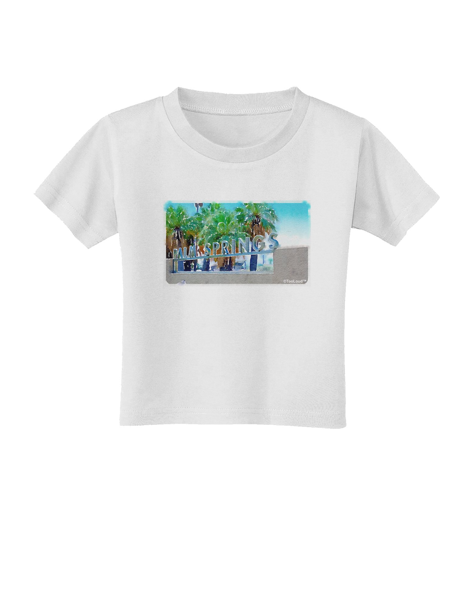 TOOLOUD Palm Springs Watercolor Print Toddler T-Shirt - Soft Cotton Kids Tee for Boys & Girls - Perfect for Playdates, Daycare & Summer Outfits