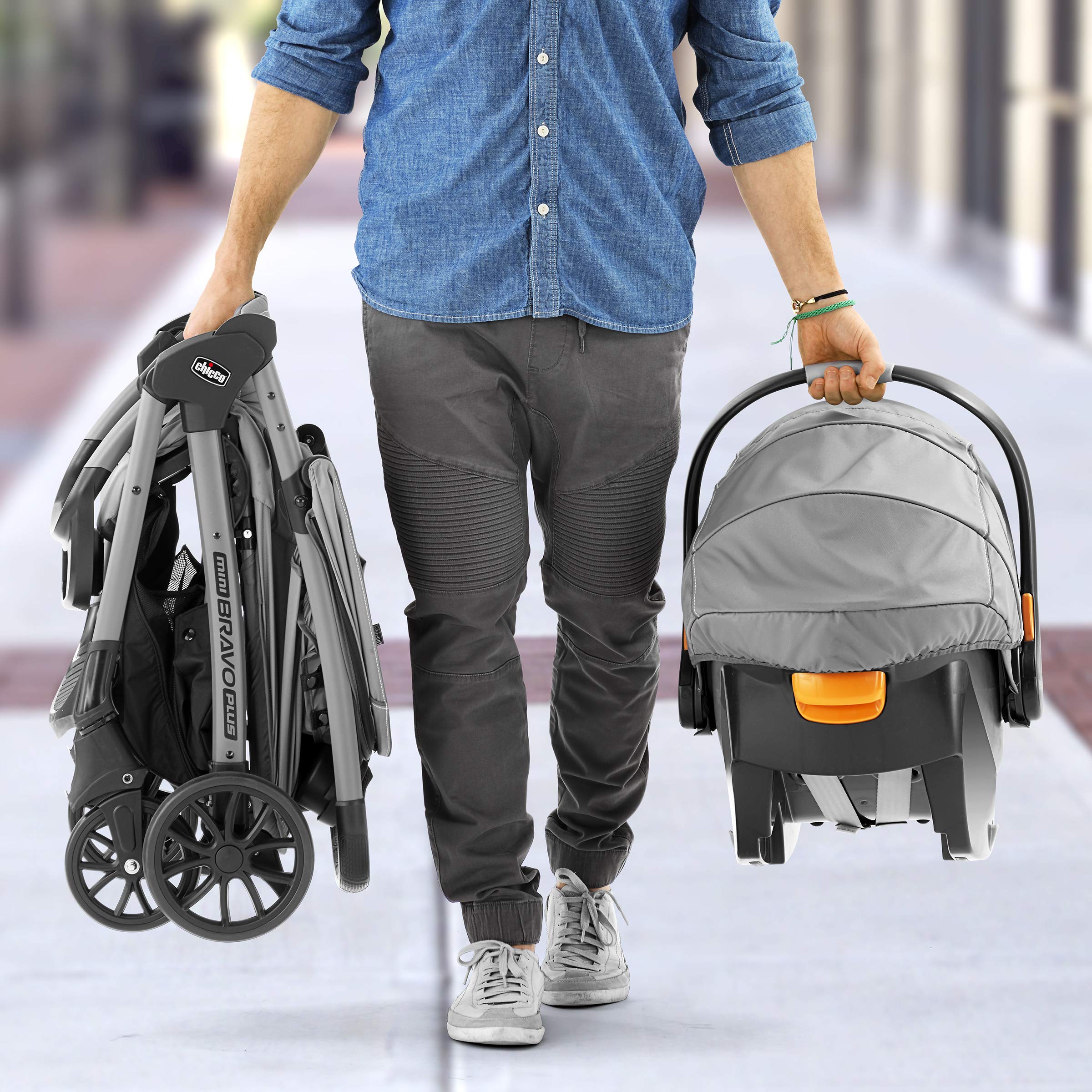Chicco Mini Bravo Plus Travel System - Lightweight Stroller & Infant Car Seat Combo in Slate Grey | Perfect for Newborns, Toddlers & Traveling Families