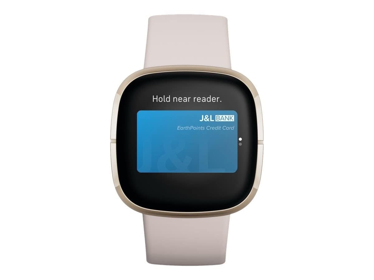 Fitbit Sense Advanced Smartwatch - Heart Rate Monitor, Stress Management & Skin Temperature Tracking - White/Gold Smart Watch with Free S & L Bands - Perfect for Fitness, Sleep Tracking & Daily Health Monitoring