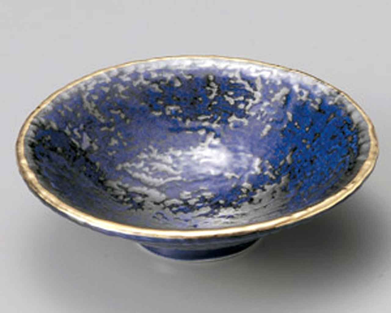 Premium Japanese Blue Porcelain Sushi Plates Set of 5 - 6.7 Inch Handcrafted Ginsai Silver Tableware for Sushi, Appetizers & Asian Dining - Authentic Made in Japan