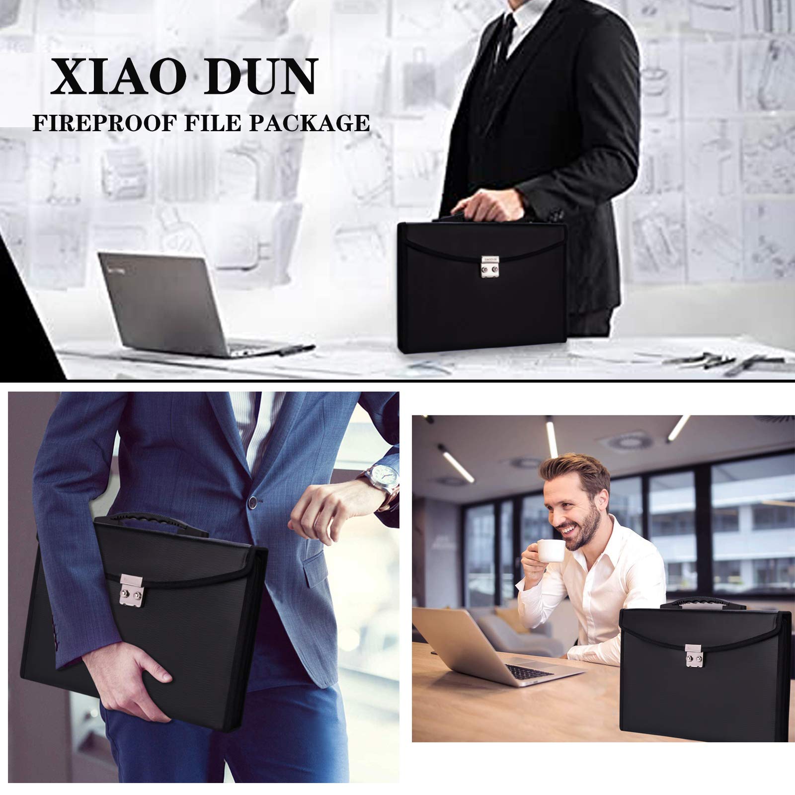 Fireproof Waterproof Document Bag - 24 Pockets Expanding File Organizer with Lock Code, Portable A4 Letter Size File Box for Travel, Office & Home Use | Secure Storage for Passports, Contracts & Important Papers