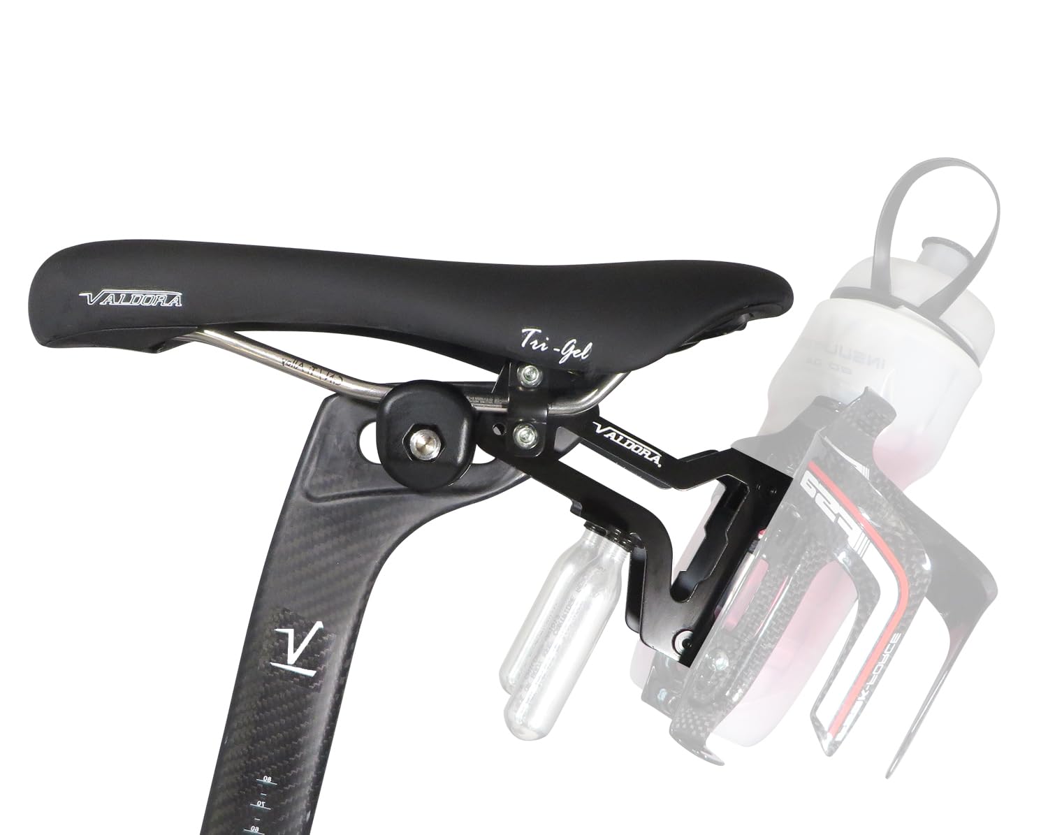 Triathlon Bike Water Bottle Holder - Under Saddle & Behind Seat Dual Mount Bicycle Bottle Cage | Lightweight Durable Hydration Solution for Road Bikes, Mountain Bikes & Cycling Competitions