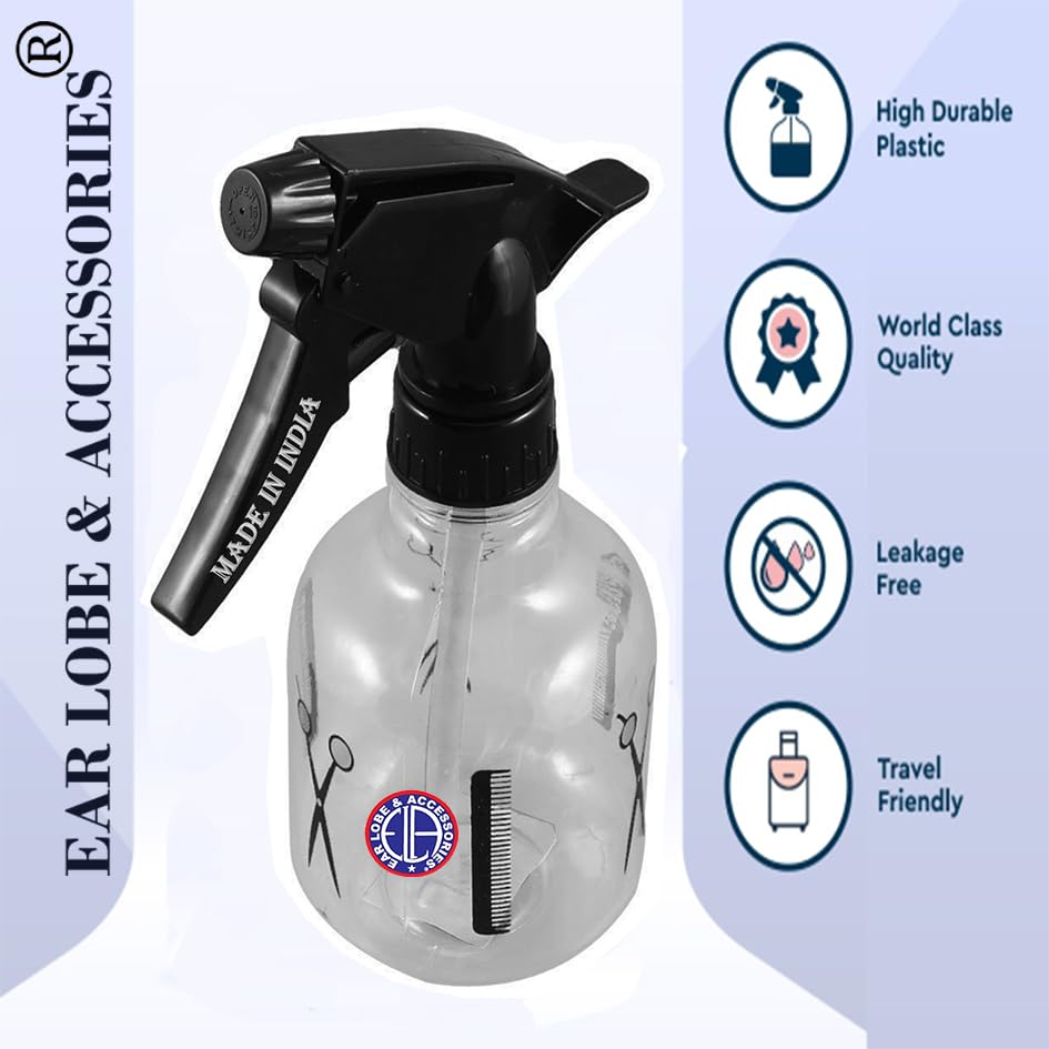 250ml Plastic Hair Spray Bottle for Ear Lobe & Accessories - Professional Salon & DIY Beauty Tool for Styling, Misting Plants, Cleaning Solutions