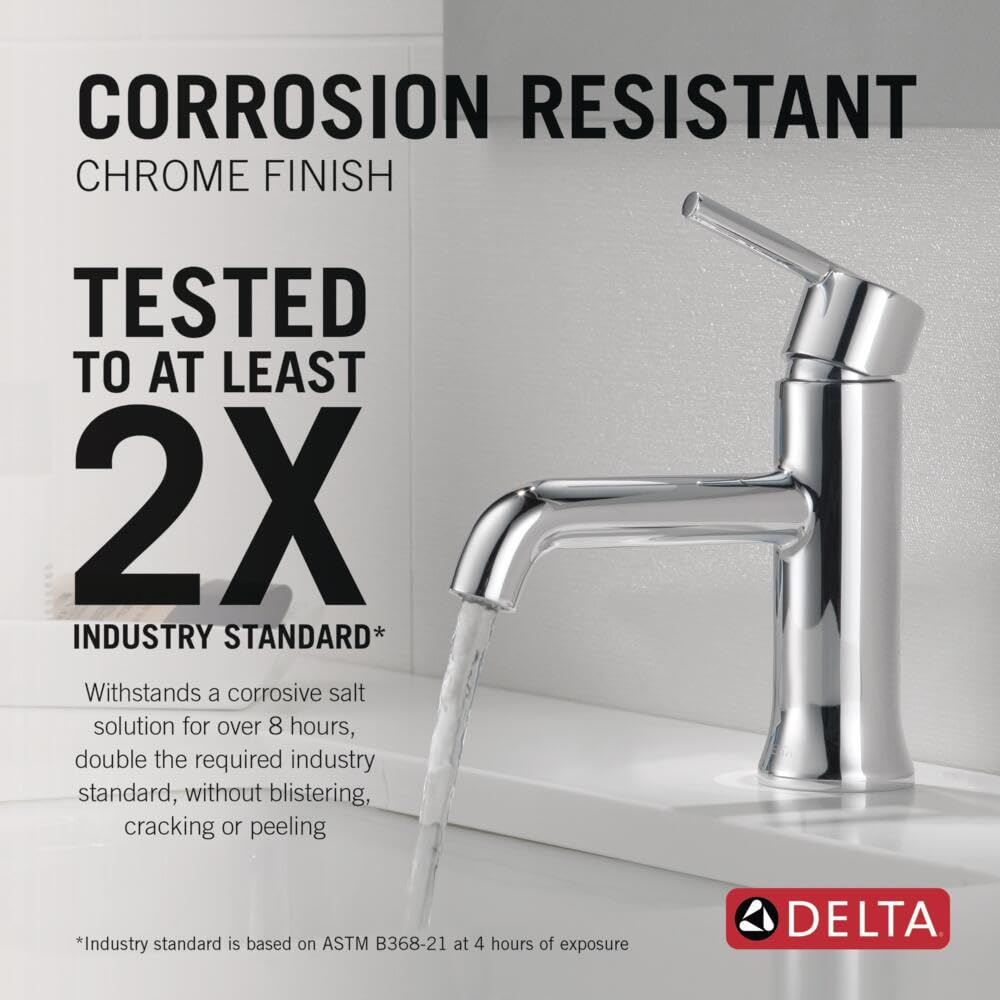 Delta 559LF-MPU Trinsic Single-Handle Bathroom Sink Faucet with Drain Assembly in Chrome Finish - Perfect for Modern Bathrooms & Powder Rooms