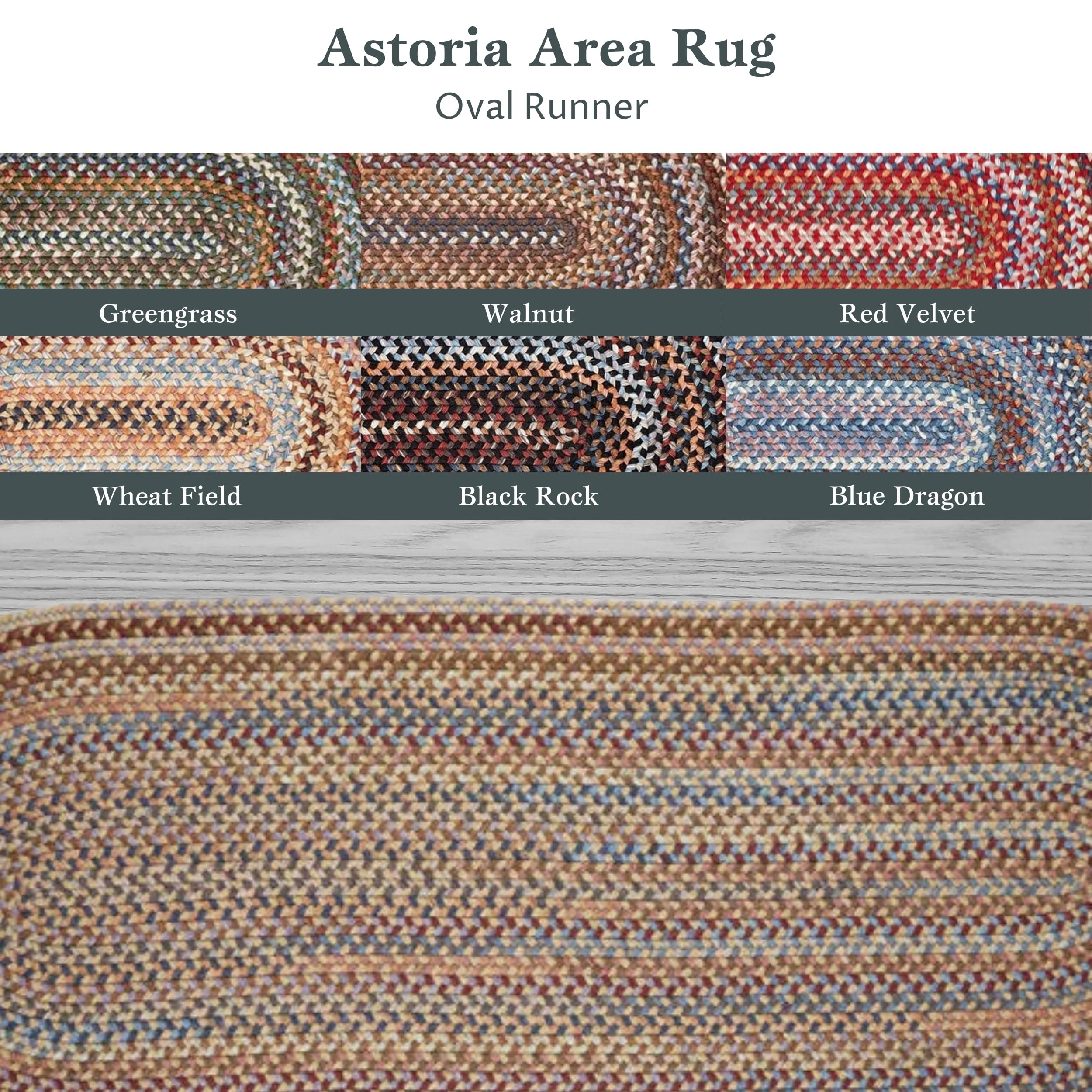 Rhody Rug Astoria AS52 Wheat Field 2' x 6' Oval Braided Runner - Durable Handmade Area Rug for Living Room, Bedroom & Kitchen - Non-Slip Floor Mat for High Traffic Areas - Easy Care Washable Home Decor - Made in USA | Perfect for Entryways, Hallways & Under Dining Tables