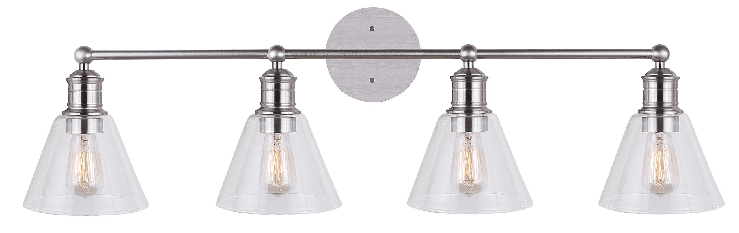 CANARM IVL628A04BN LTD Larken 4-Light Bathroom Vanity Light Fixture, Brushed Nickel Finish with Clear Glass Shades - Perfect for Bathroom, Powder Room, and Dressing Room Lighting