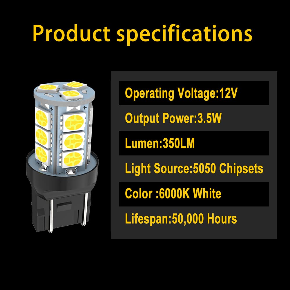 GIVEDOUA 7443 LED Brake Bulbs - Super Bright 18SMD 5050 Chips - Compatible with 7440, T20, 992, 7441, 7444 Models - Perfect for Brake Lights, Reverse Lights & Tail Lights (Pack of 10) - Ideal for Cars, Trucks & SUVs