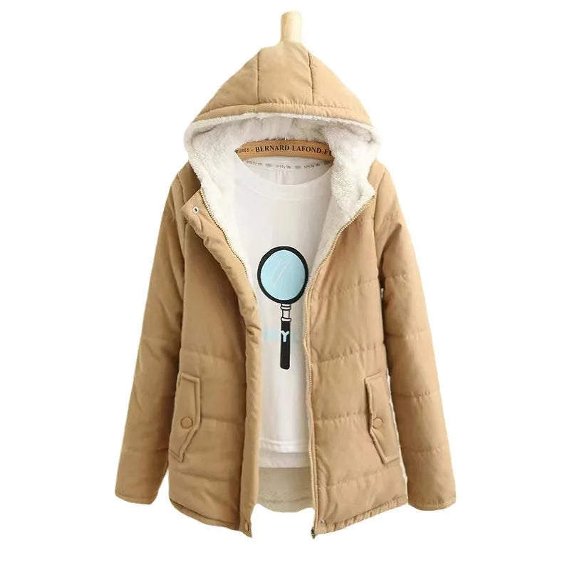 Warm Winter Women's Hooded Puffer Jacket - Cotton Wool Blend Thick Long Sleeve Coat for College Style | Perfect for Cold Weather, Outdoor Activities & Casual Wear