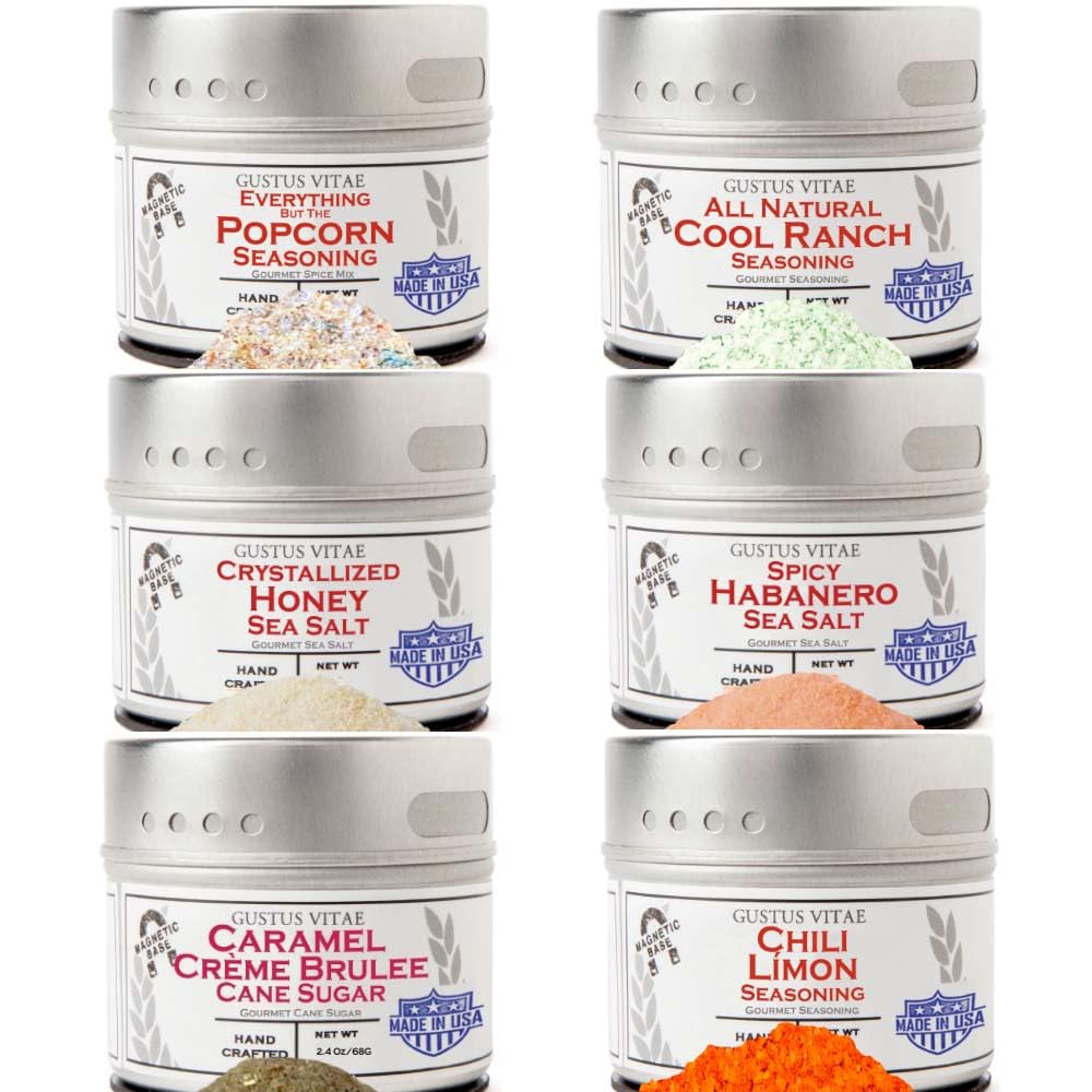 Ultimate Popcorn Seasoning Set - 6 Gourmet All-Natural Spice Blends | Non-GMO, Hand-Packed & Sustainably Sourced in USA | Artisanal Seasonings for Popcorn, Marinades & Rubs | Perfect for Movie Nights, BBQ Parties & Home Cooking | Gustus Vitae #891