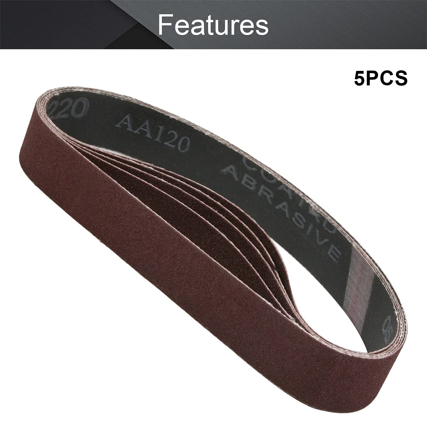 Utoolmart 1.2 x 21 Inch 120 Grit Aluminum Oxide Sanding Belts - 5 Pack for Wood Finishing, Metal Polishing & Drywall Sanding | Compatible with Portable Belt Sanders & Sharpening Tools | Durable Abrasive Paper for DIY & Professional Use