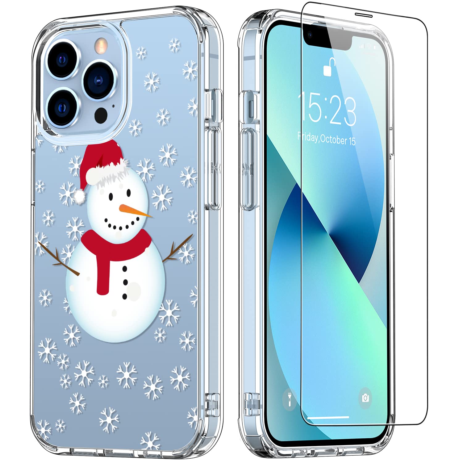 LUHOURI iPhone 13 Pro Max Case with Screen Protector - Crystal Clear Fashion Cute Design for Women & Girls, Slim Fit Durable Protective Phone Cover for 6.7