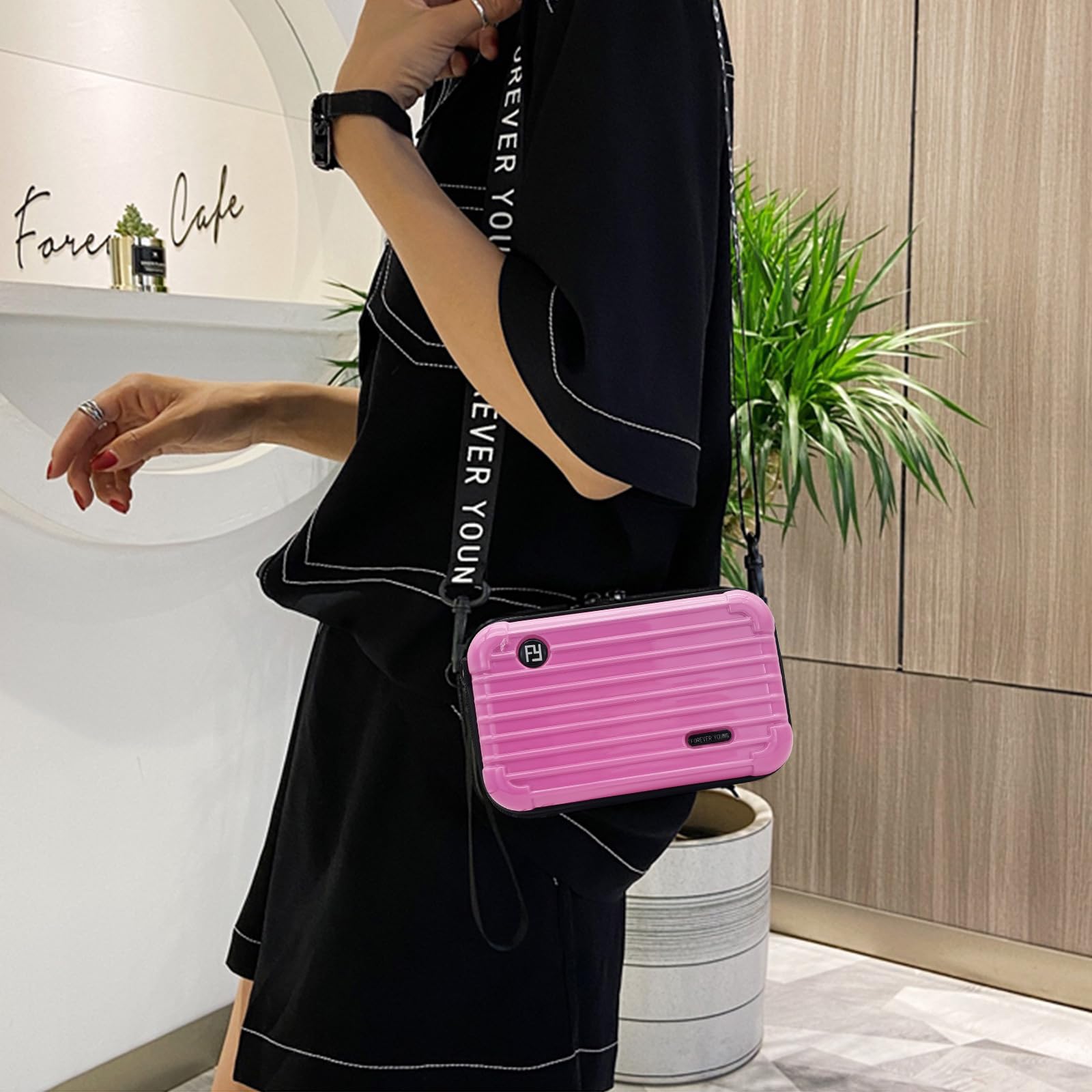 Stylish Mini Suitcase Crossbody Bag - Plastic Travel Cosmetic Purse with 2 Adjustable Straps | Perfect for Travel, Parties & Daily Use