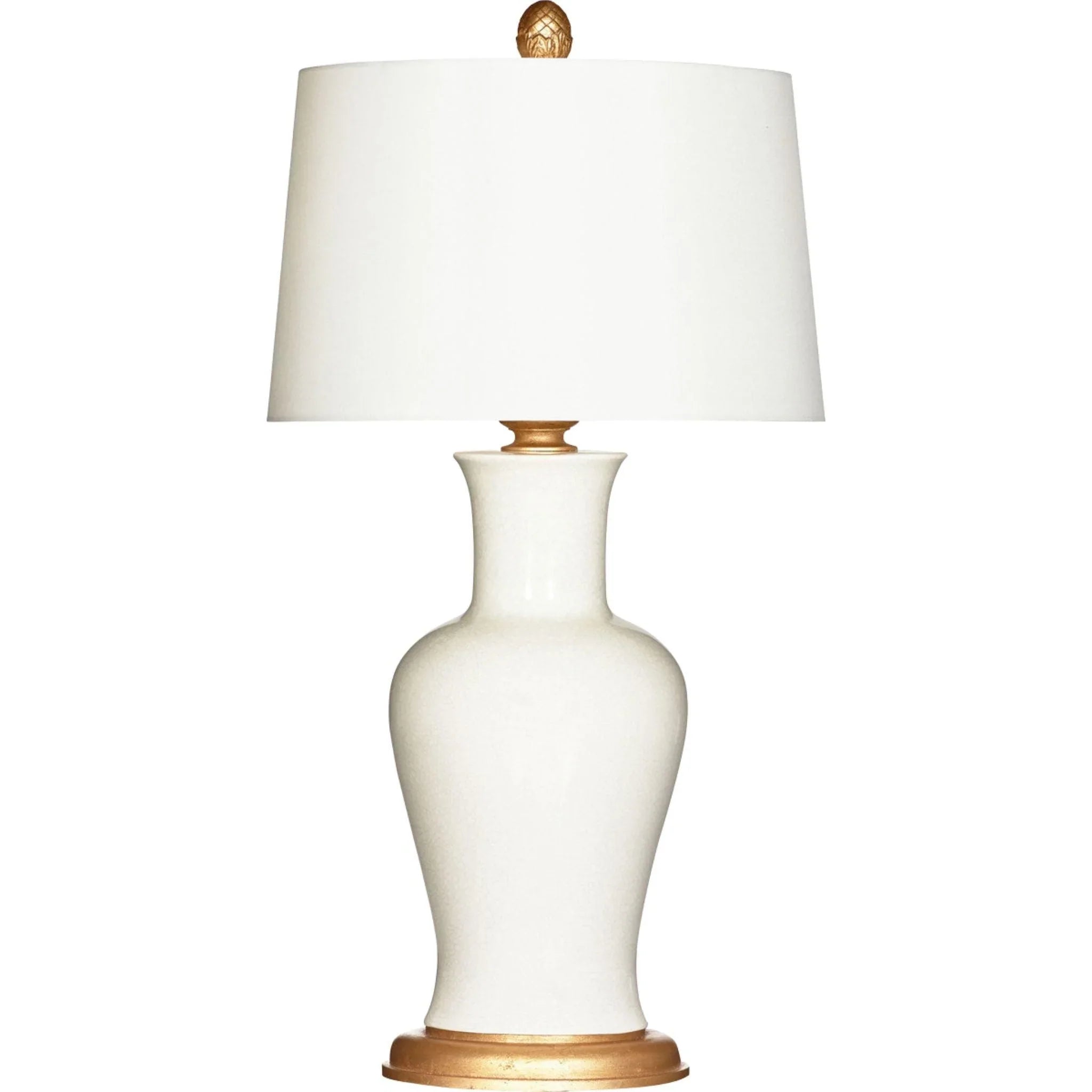 Amelie Blanc White Porcelain Table Lamp with Linen Shade - Elegant Bedside & Living Room Lighting for Home Decor
