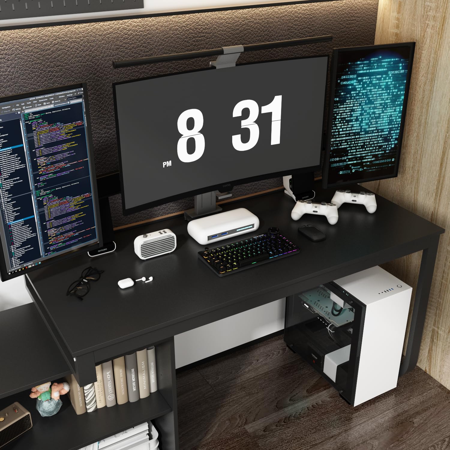 AIEGLE L-Shaped Office Desk with Rotating Storage Cabinet - 55.1