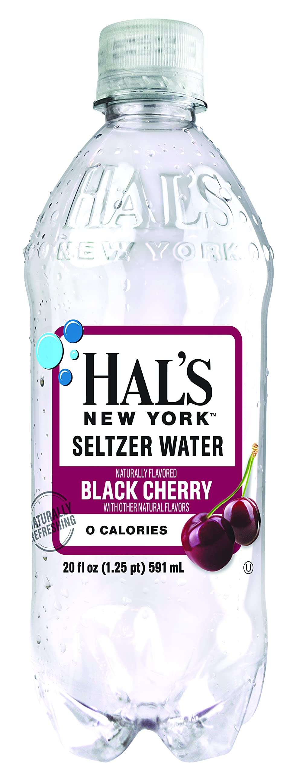 Hal's New York Seltzer Black Cherry Sparkling Water - Sugar Free, Zero Calorie, Keto Friendly, 20oz Cans (Pack of 12) | Refreshing Beverage for Parties, Workouts & Healthy Lifestyle
