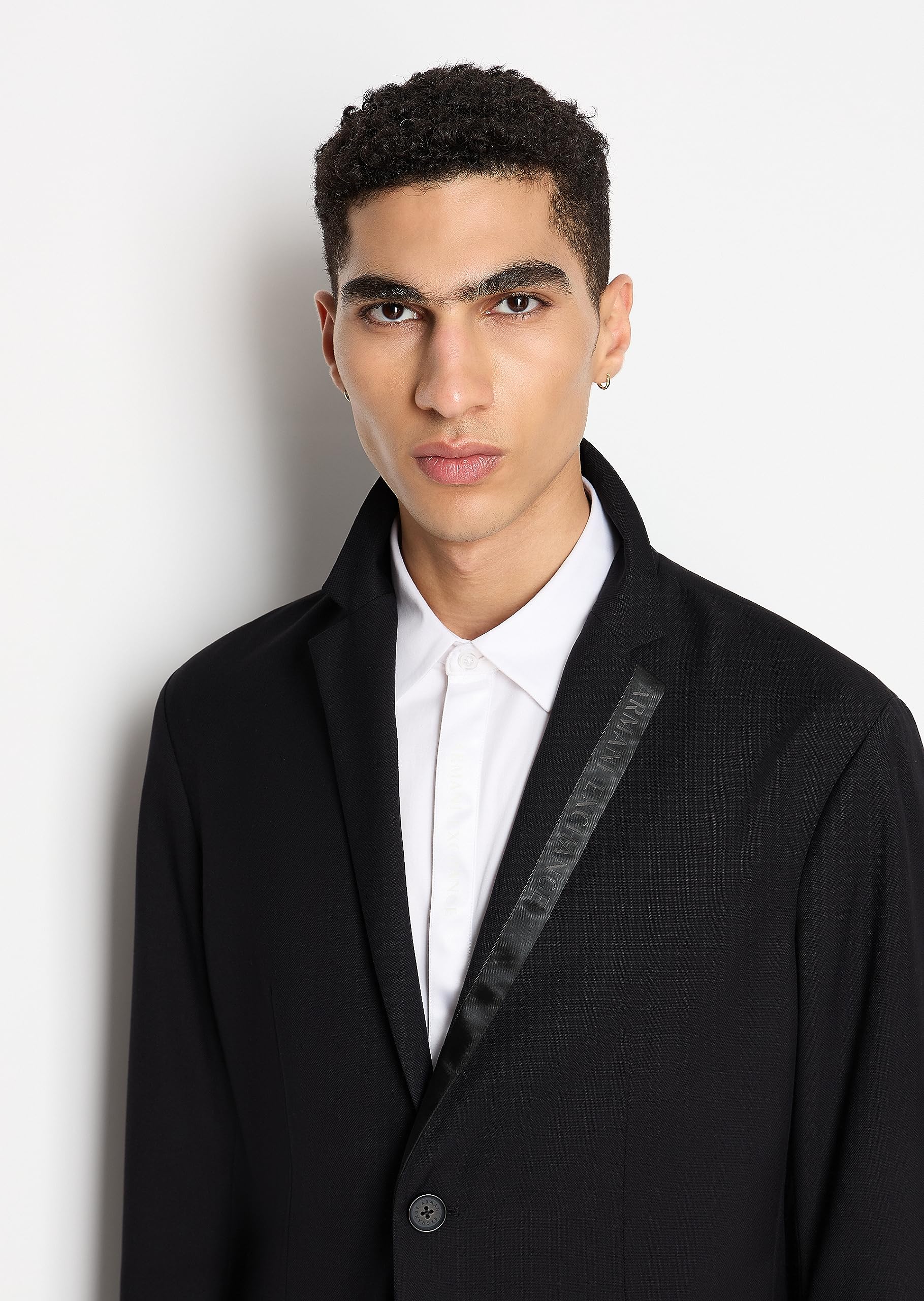 Armani Exchange Men's Slim Fit Blazer Jacket with Satin Tape Trim - Formal & Business Attire for Office, Weddings & Special Events
