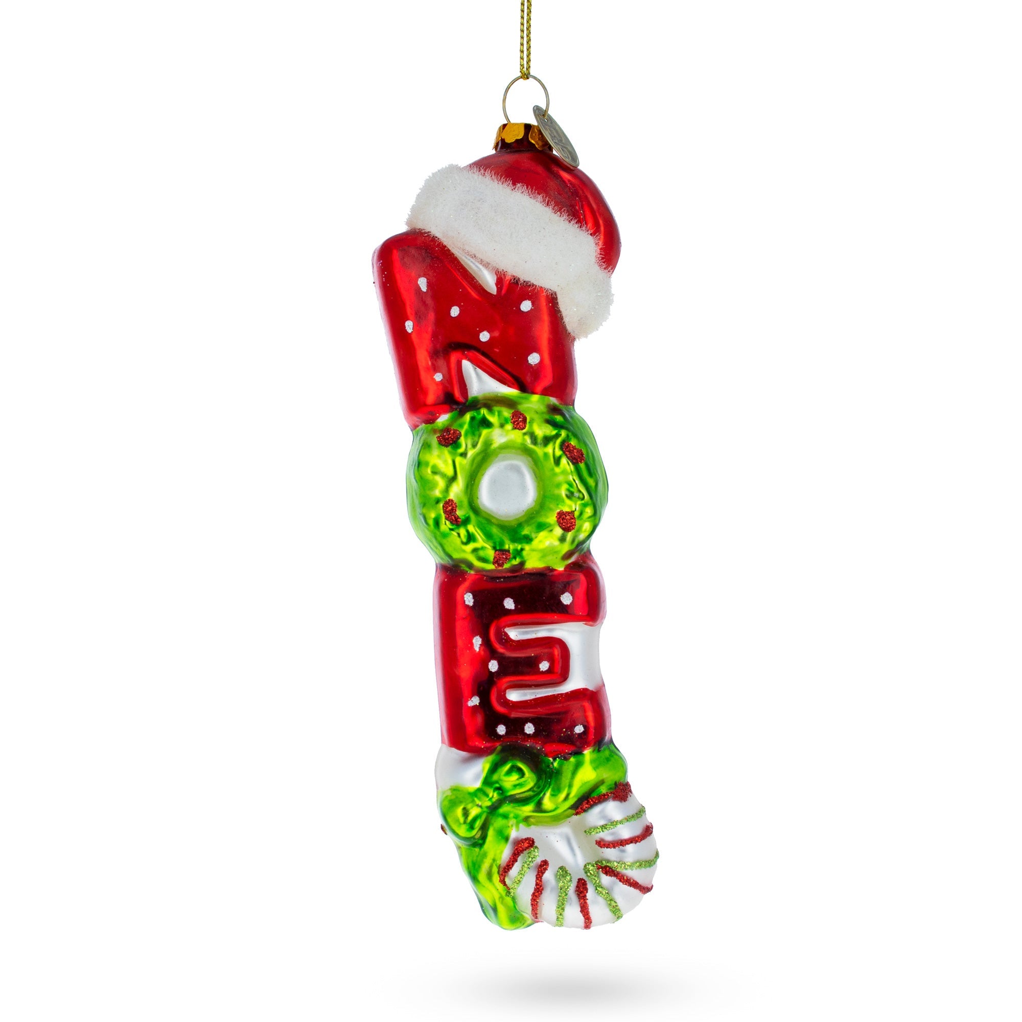 Santa Hat Glass Christmas Ornament - Noel Sign Holiday Decoration for Tree, Home & Festive Party Decor