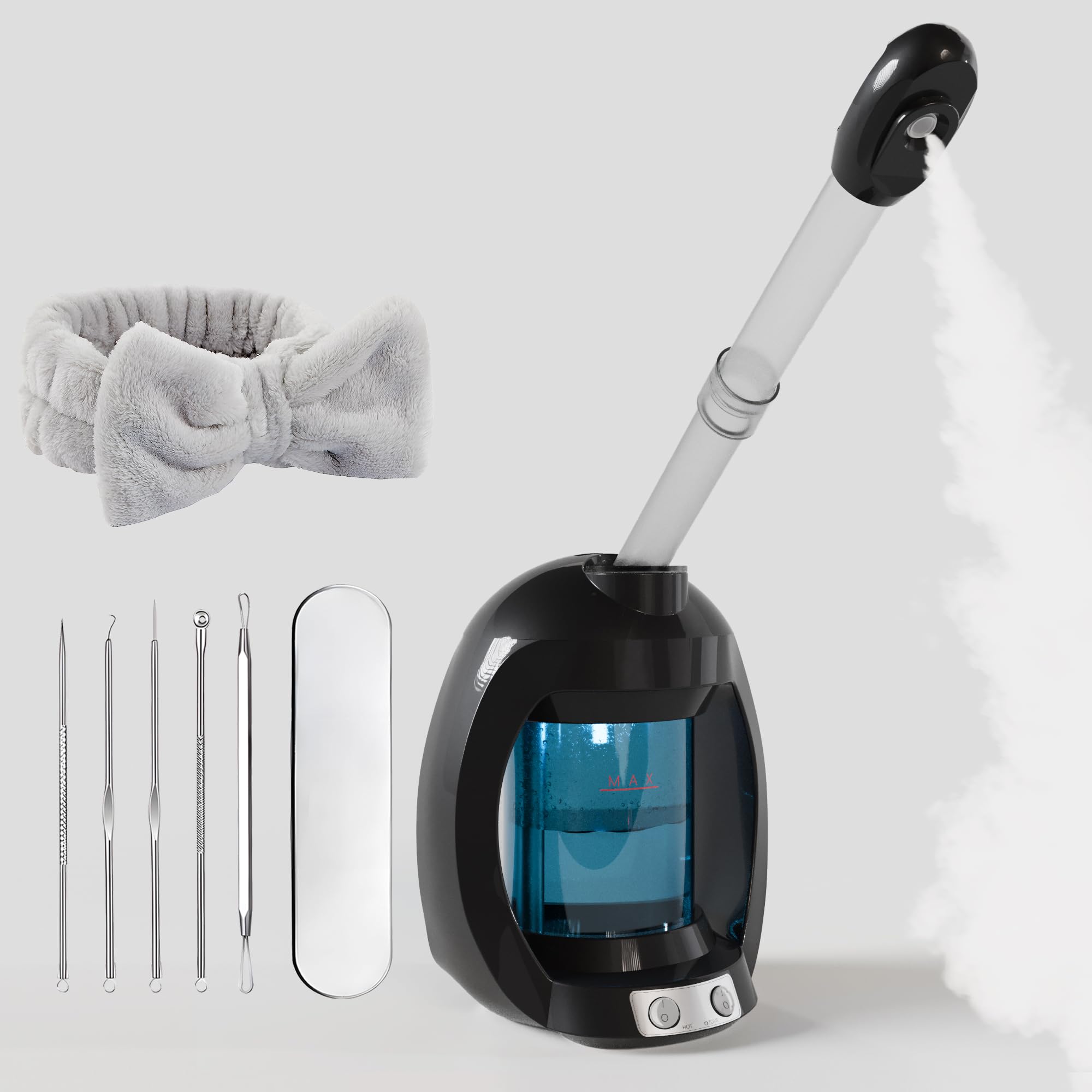 Professional Nano Ionic Facial Steamer for Deep Cleansing - Portable Home Spa Device with Warm Mist for Estheticians & Personal Use - Perfect for Blackheads, Acne & Skincare Routine (Black)