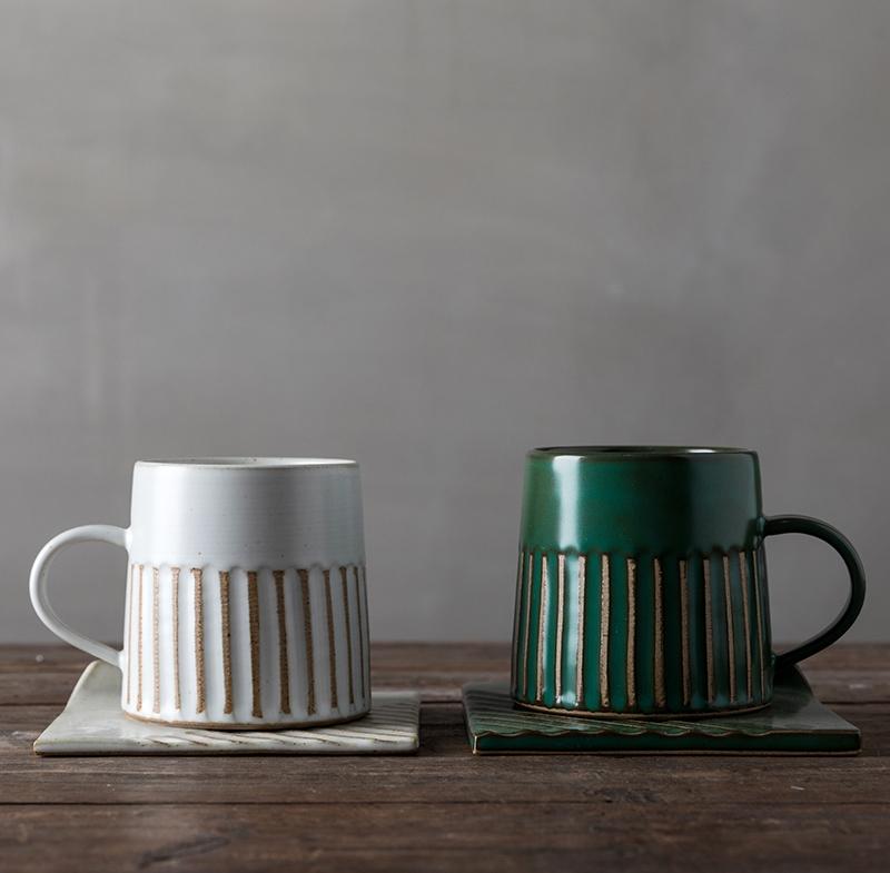 Premium Ceramic Coffee Cup and Saucer Set - 12oz Large Latte & Cappuccino Mug with Handle - Elegant Stoneware Tea Cup for Home, Office, and Cafe Use - Perfect Gift for Coffee Lovers