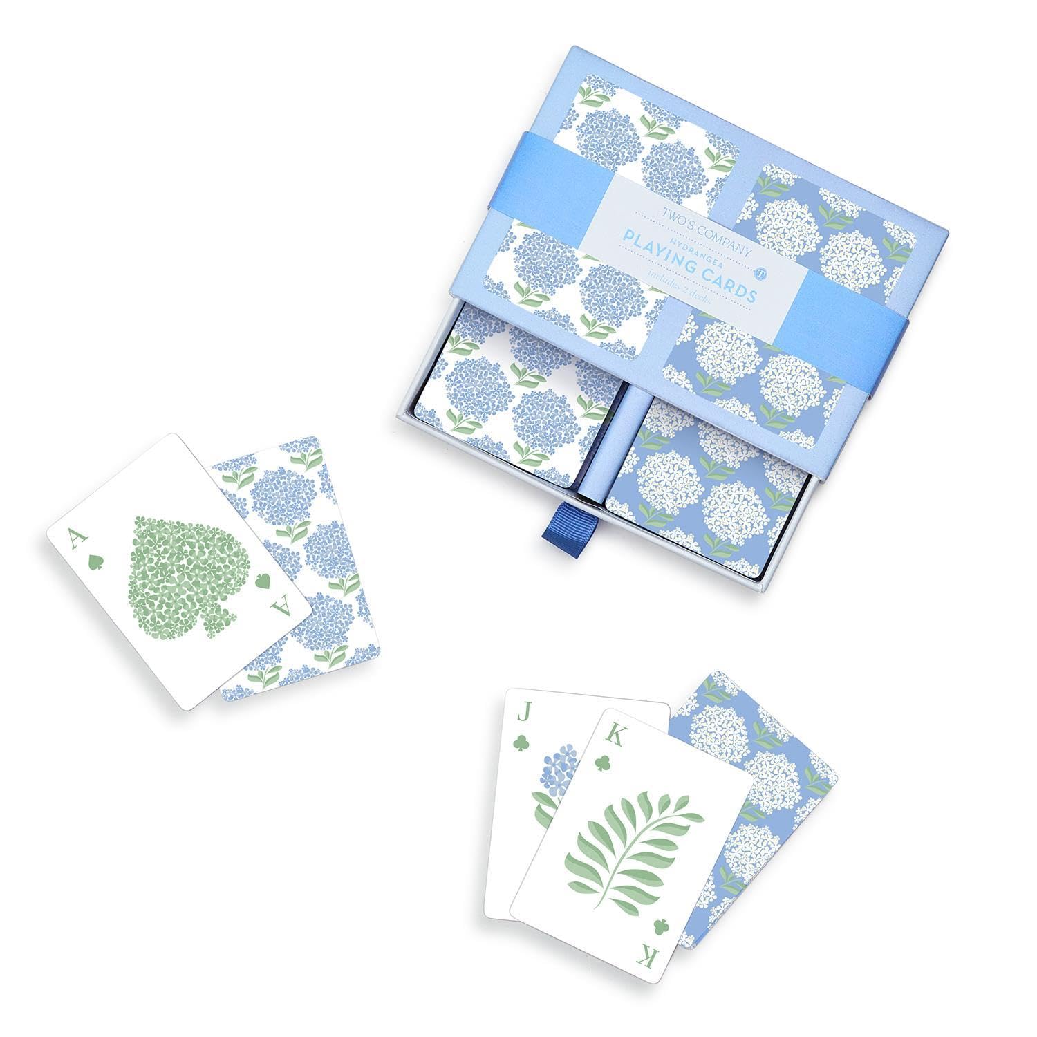 Premium Hydrangea Double Deck Textured Playing Cards Set - 2 Colorways, 52 Cards + 2 Jokers Each in Gift Box - Perfect for Poker, Blackjack, Game Nights & Gifts