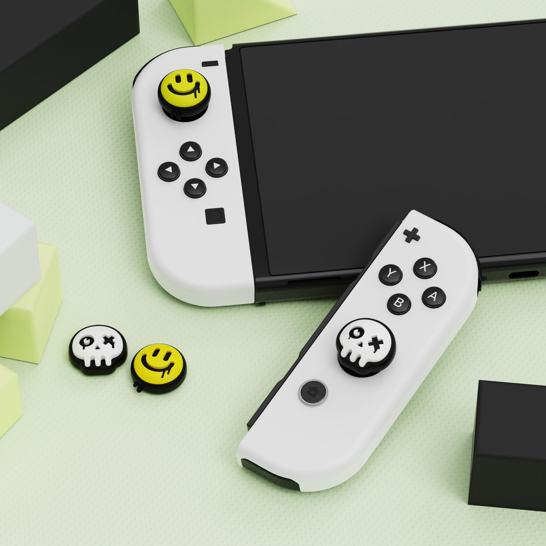 PlayVital Halloween Themed Joystick Caps for Nintendo Switch, Switch Lite & OLED - Happy & Gloomy Style Thumb Grip Covers - Enhance Gaming Comfort for Mario Kart, Animal Crossing & Super Smash Bros
