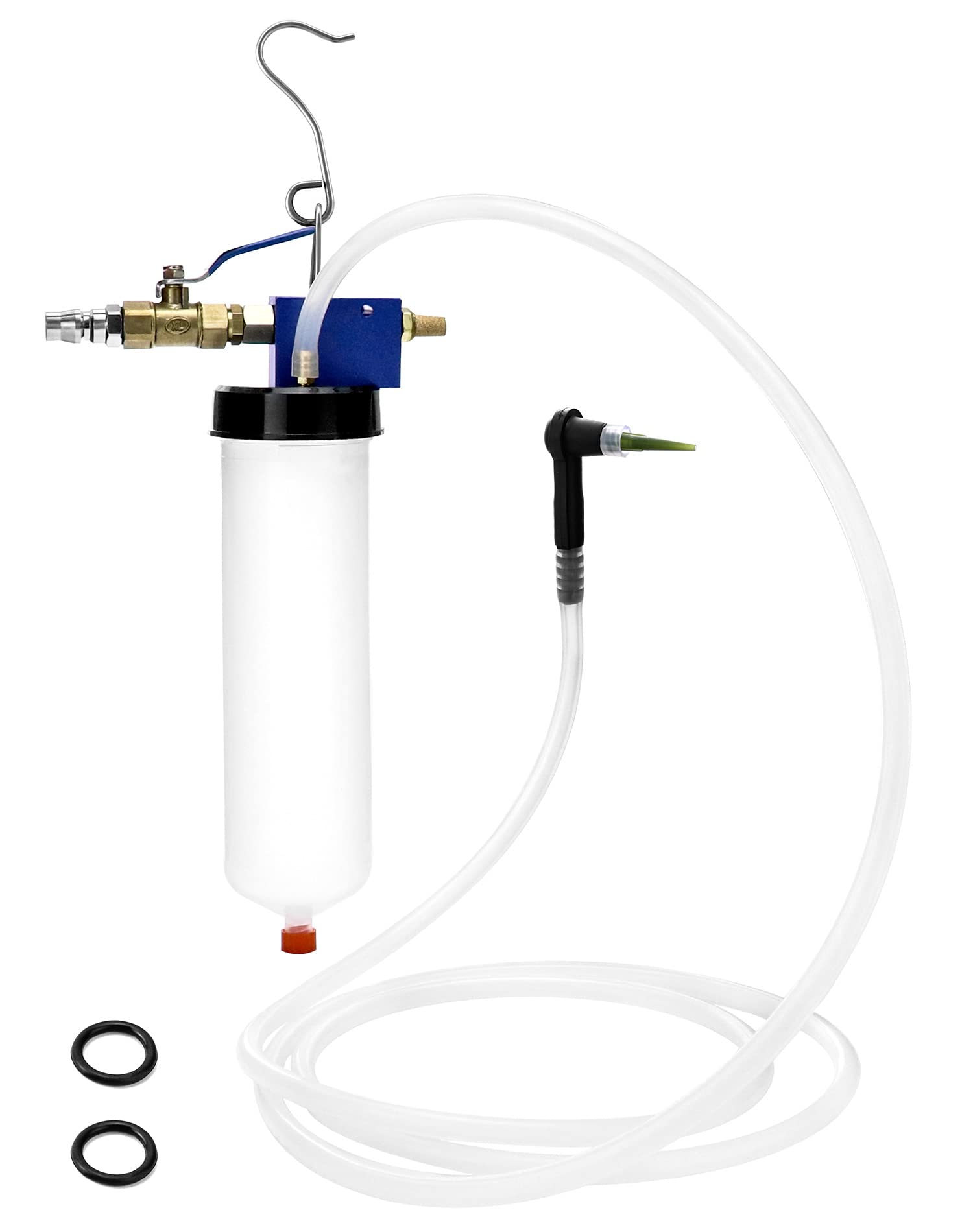 QWORK Auto Car Brake Fluid Extractor - Pneumatic Vacuum Bleeder for Oil Change, Power Steering Fluid, Engine Oil, Gear Oil & Water - Ideal for Auto & Motorcycle Maintenance, DIY Fluid Replacement & Garage Repairs
