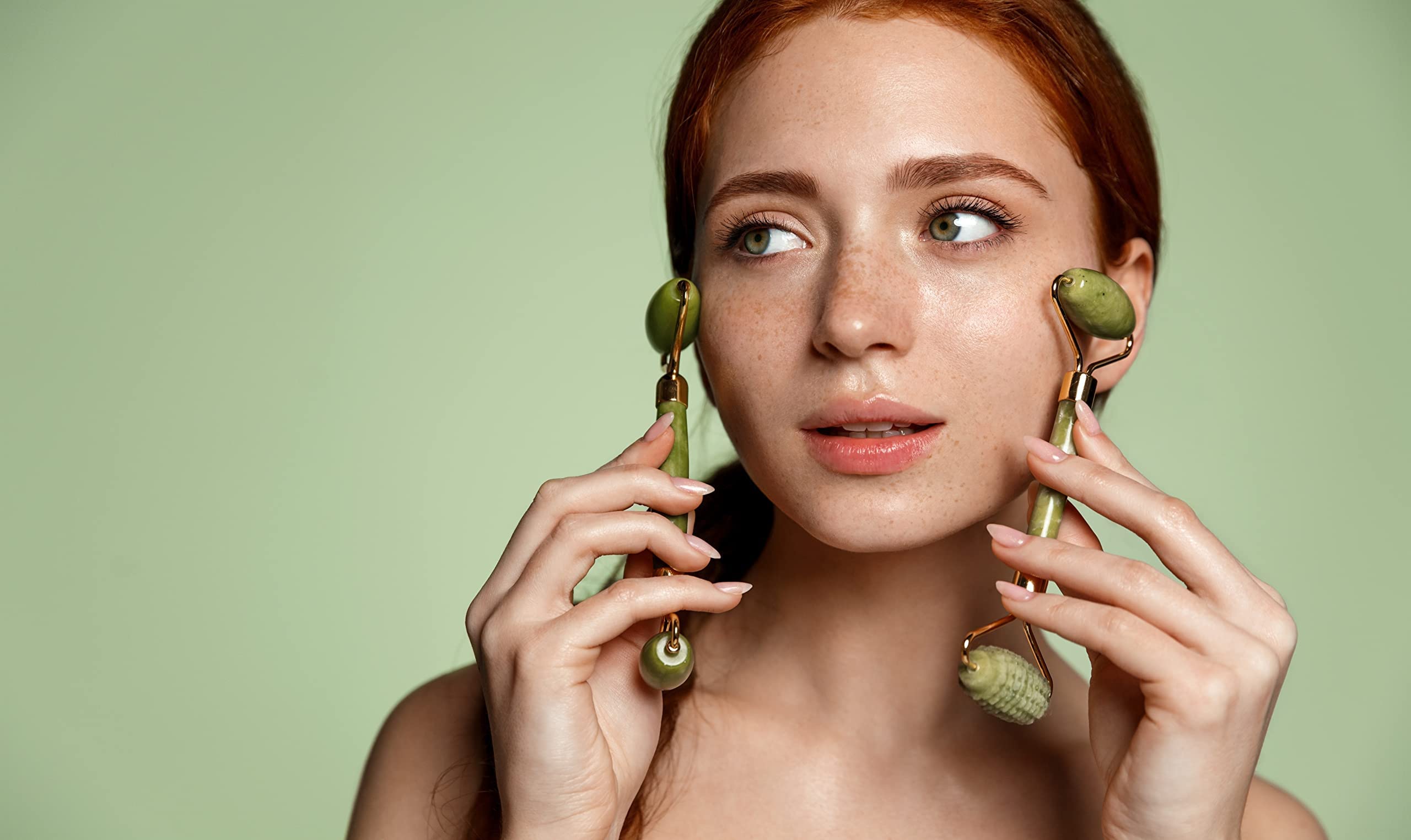 Natural Jade Roller & Gua Sha Set - Facial Massage Tool for Skin Tightening, Wrinkle Reduction & Serum Absorption | Anti-Aging Beauty Routine for Face & Neck | Relaxing Spa & Self-Care Essential