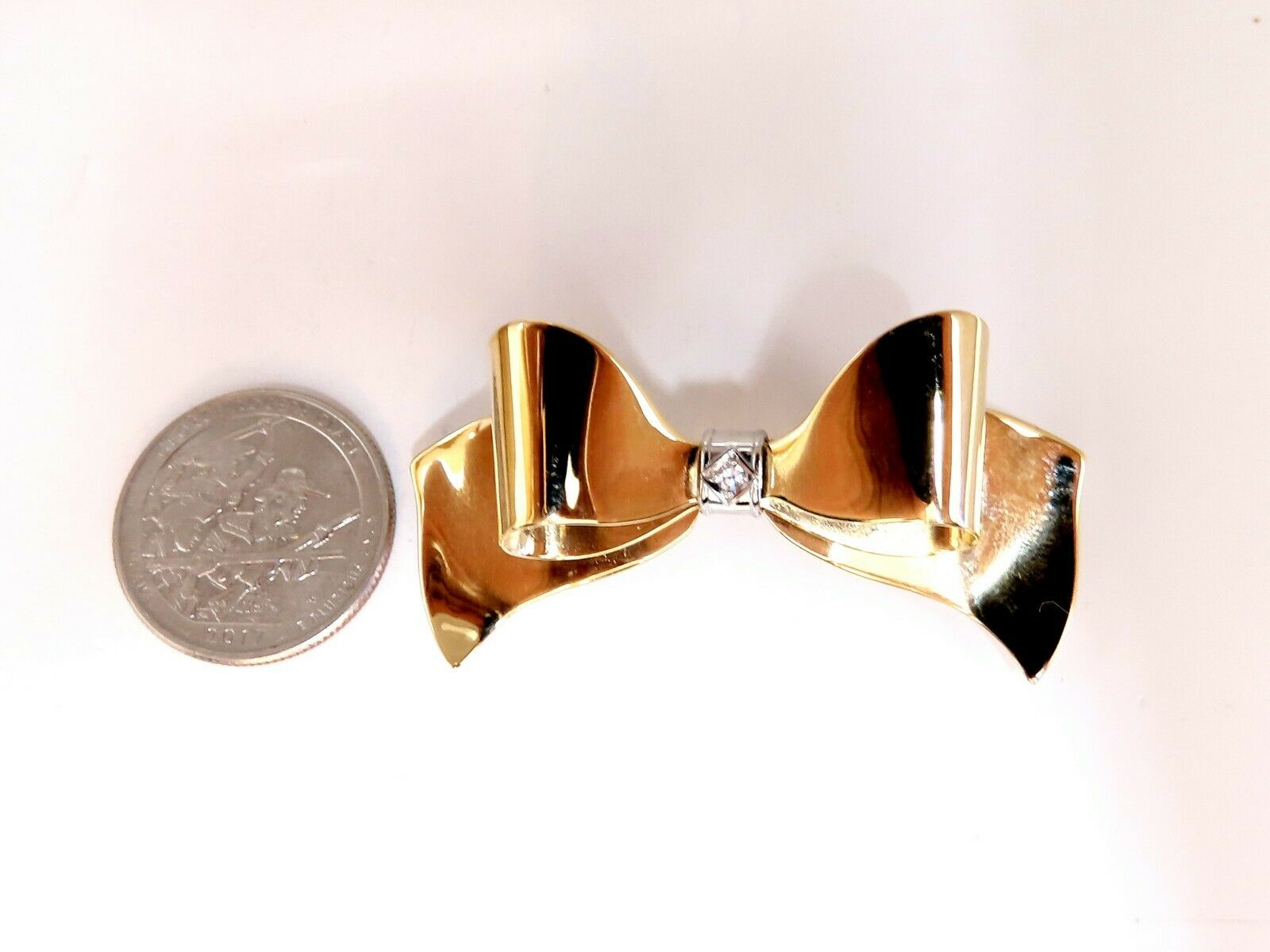 14K Gold Diamond Bow Pin - Elegant Achievement Ribbon Brooch for Awards, Graduation & Special Occasions | Perfect Gift for Women & Girls